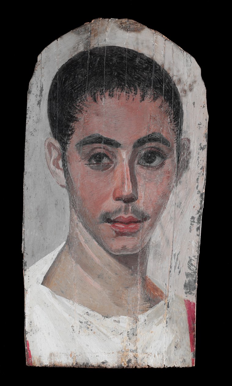 Fiatal portréja sebészeti vágással az egyik szemében, i.sz. 190-210 (enkausztikus festés hársfára) alkotó: Roman Period Egyptian