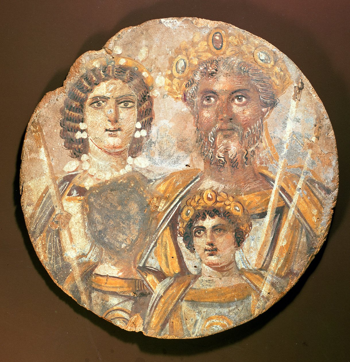 Tondo: Septimius Severus családjának panelje, i.sz. 200 körüli tempera fán alkotó: Roman Period Egyptian