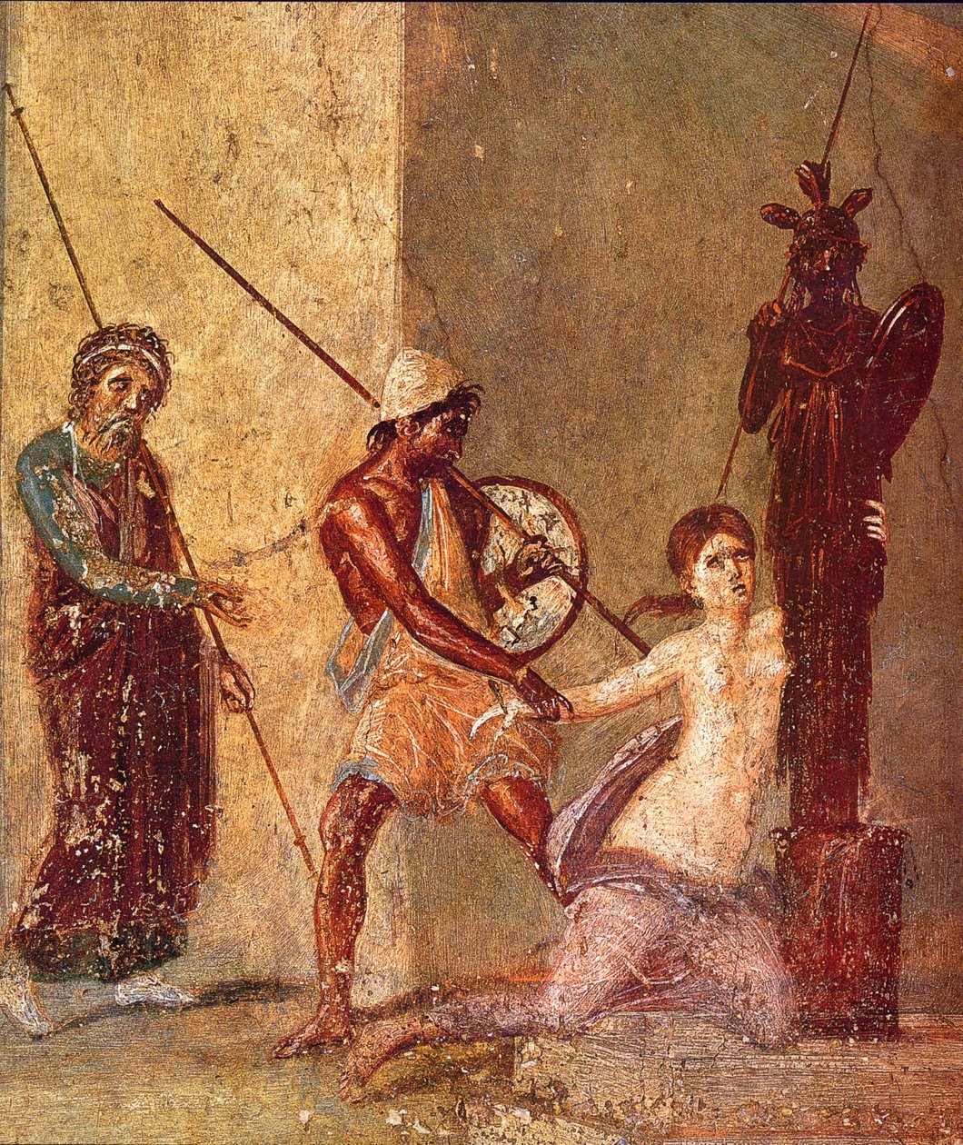 Kisebb Ajax elrángatja Cassandrát a Xoanontól, 1. h. 1. sz. HIRDETÉS alkotó: Roman Pompeian wall painting