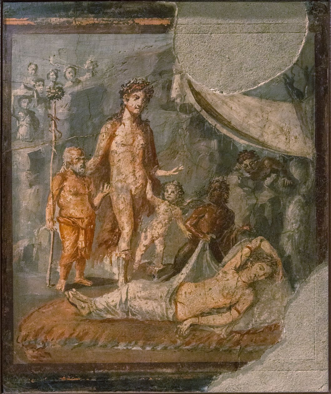 Ariadne Thészeusz által elhagyott Naxoson, 1. H. 1. század. HIRDETÉS. alkotó: Roman Pompeian wall painting.