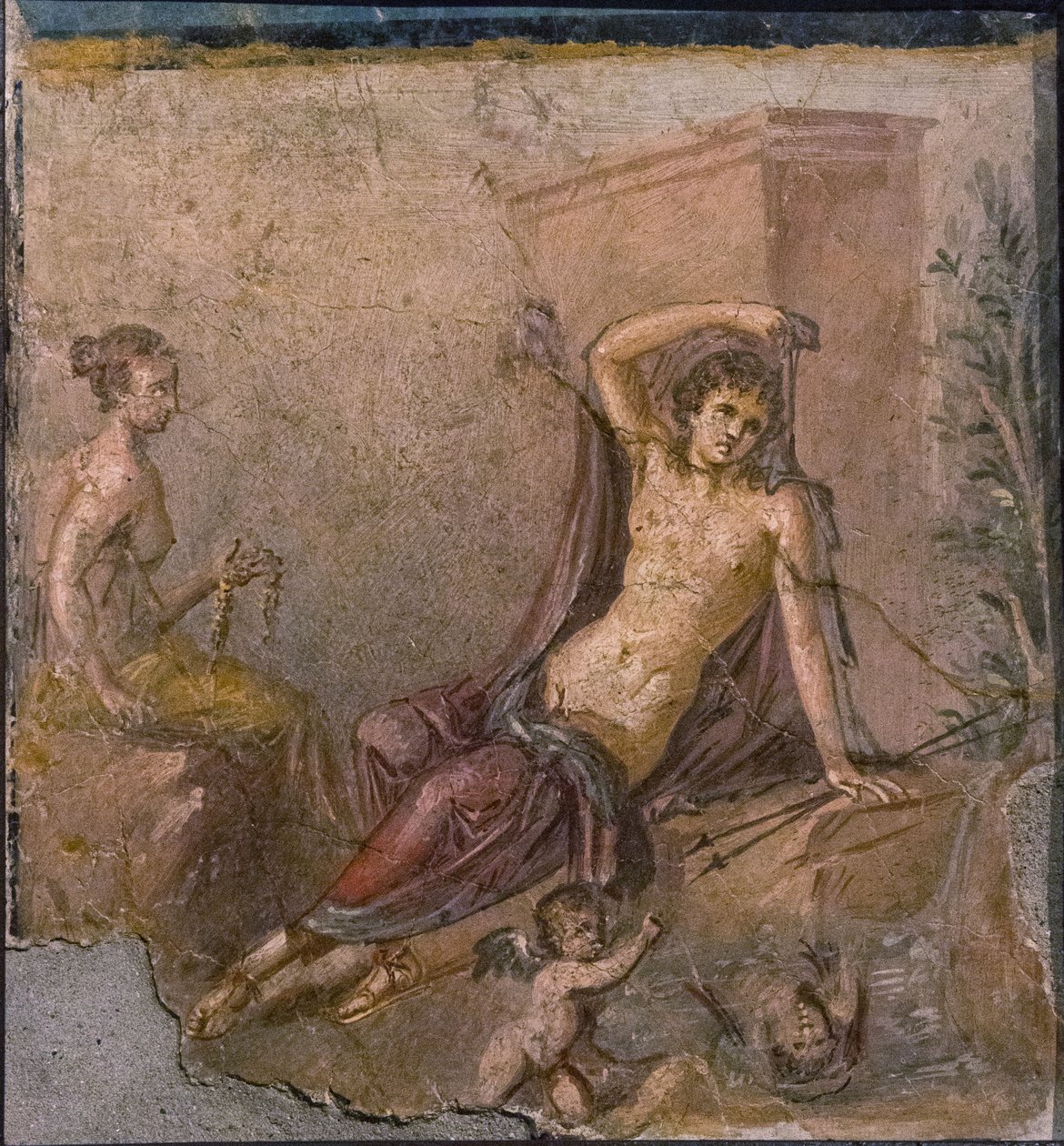 Narcissus, Echo és Eros, 1. H. I. század. HIRDETÉS. alkotó: Roman Pompeian wall painting.