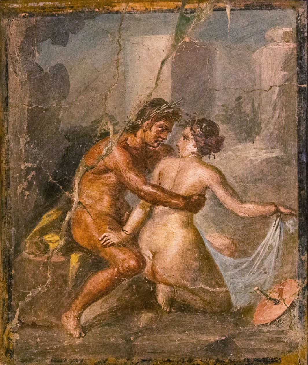 Szatír és nimfa, 1. H. 1. század. HIRDETÉS. alkotó: Roman Pompeian wall painting.
