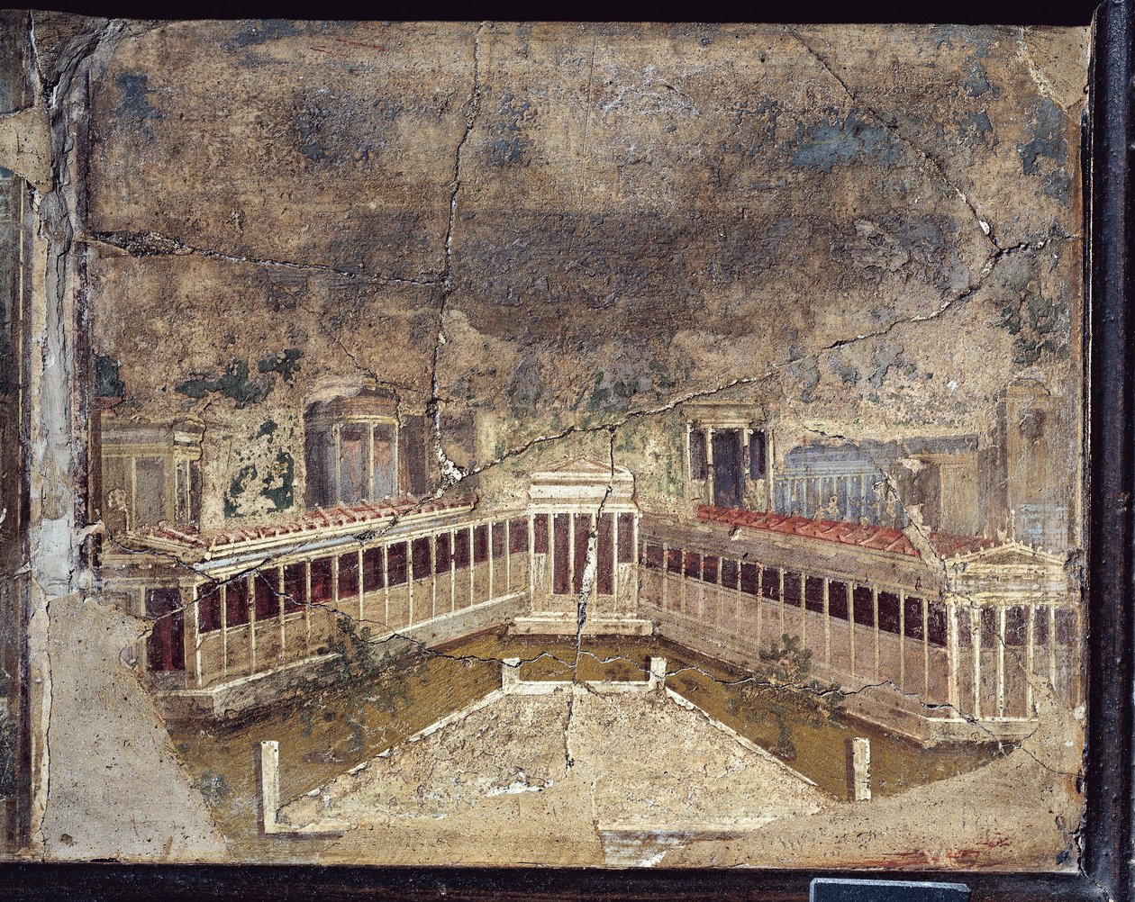 Ókori római freskó építészeti témájú Pompei magyar alkotó: Roman Roman