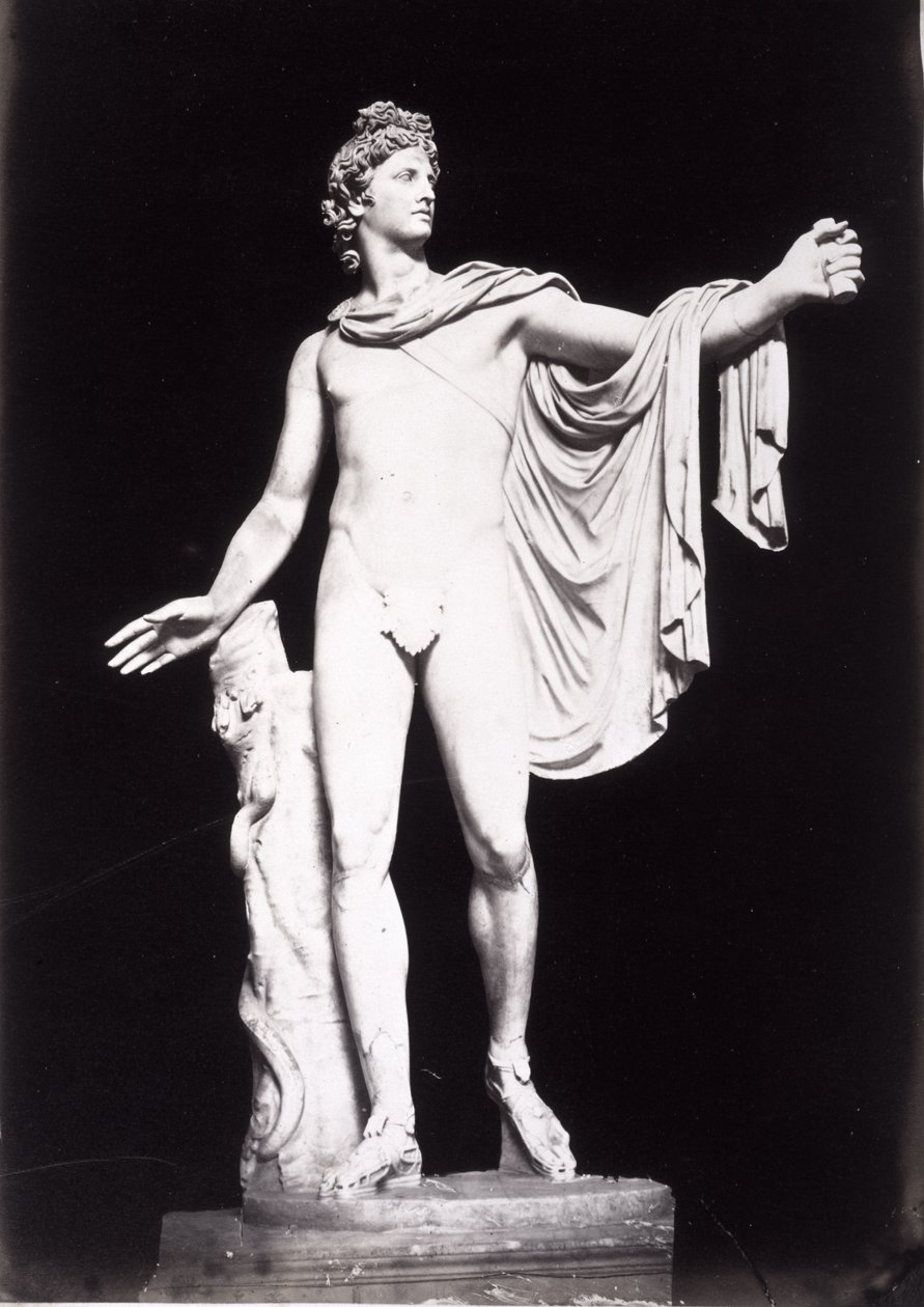 Apollo Belvedere, egy Kr.e. 4. századi görög eredeti másolata, a korábbi helyreállítások (márvány) eltávolítása előtt alkotó: Roman Roman