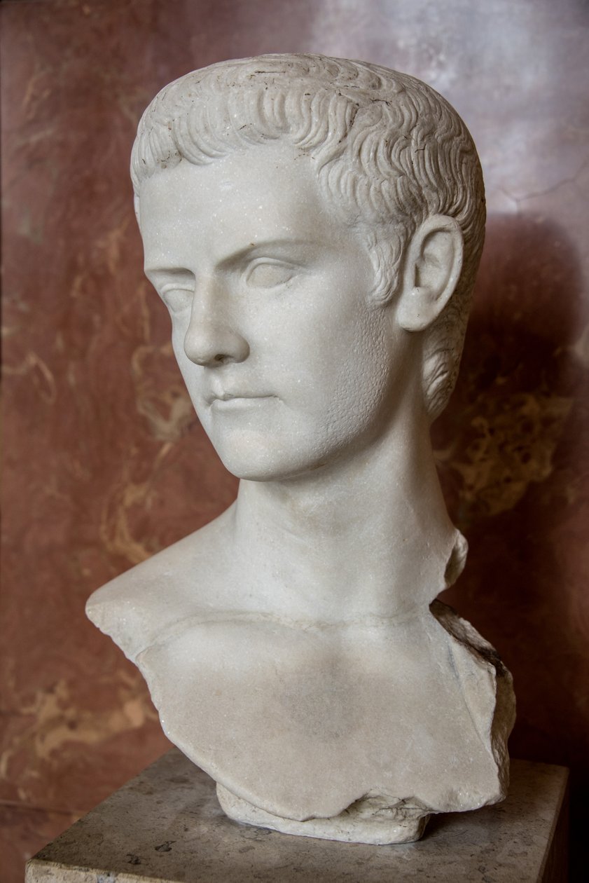 Art Róma Caligula császár mellszobra (i.sz. 12-41) Márvány alkotó: Roman Roman