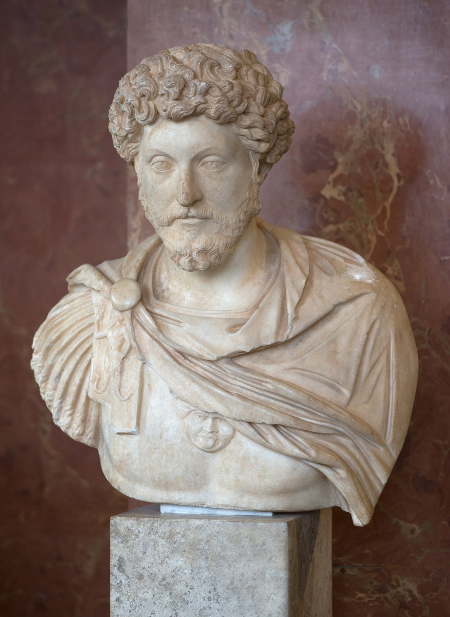 Art Róma Márvány mellszobra Mark Aurele római császárról (i.sz. 121-180) alkotó: Roman Roman