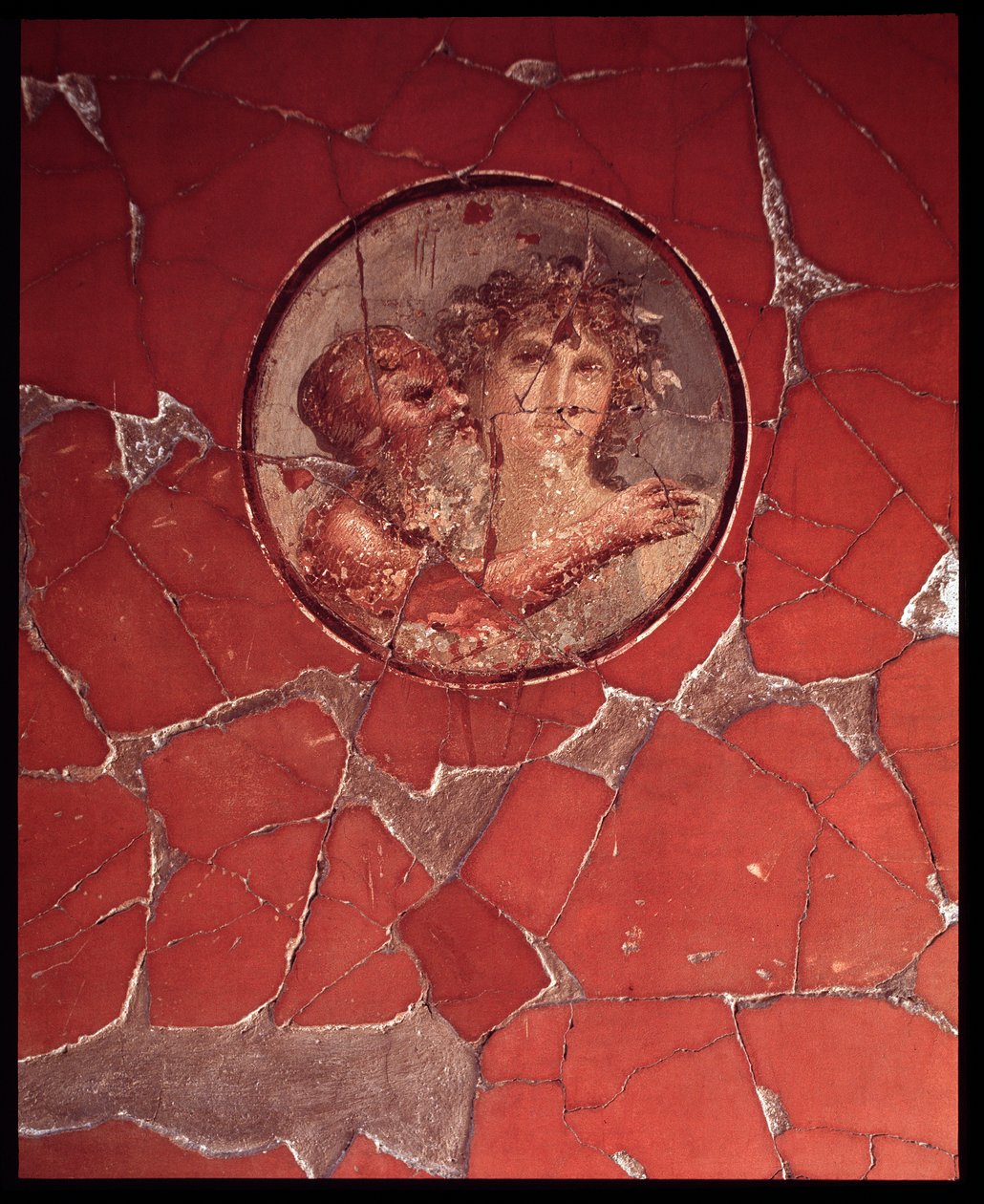 Bacchus szatírral. Falmozaik a Casa del Bicentenario épületéből, ie 5. század – Kr. u. 1. század alkotó: Roman Roman