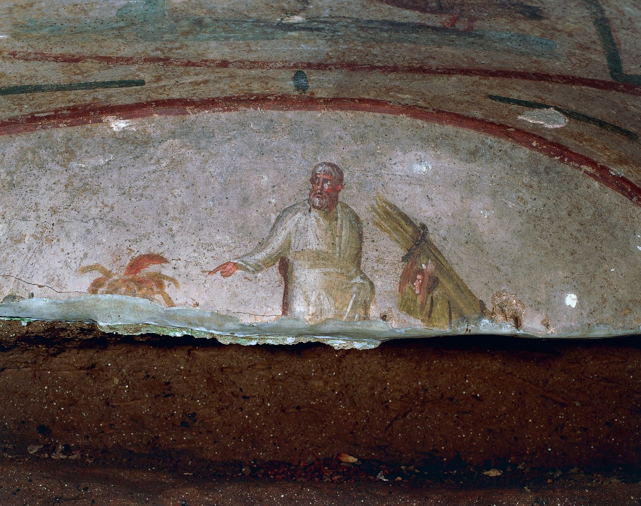 Dekoratív freskó Priscilla katakombái, Róma (UNESCO világörökségi lista alkotó: Roman Roman
