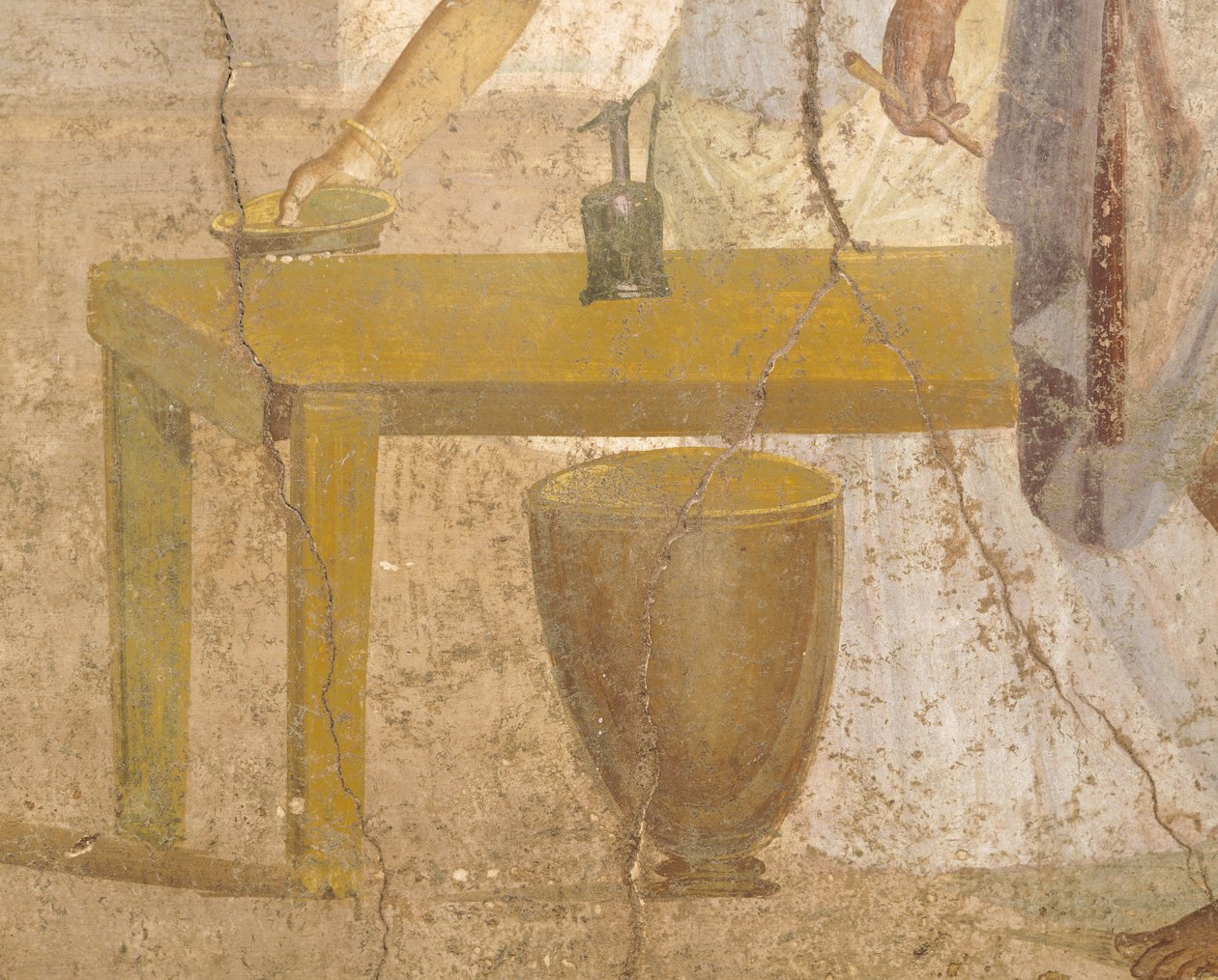 Részlet az áldozati étkezést ábrázoló freskóról, Aranyozott Ámorok Háza, Pompeii, Campania, római civilizáció alkotó: Roman Roman