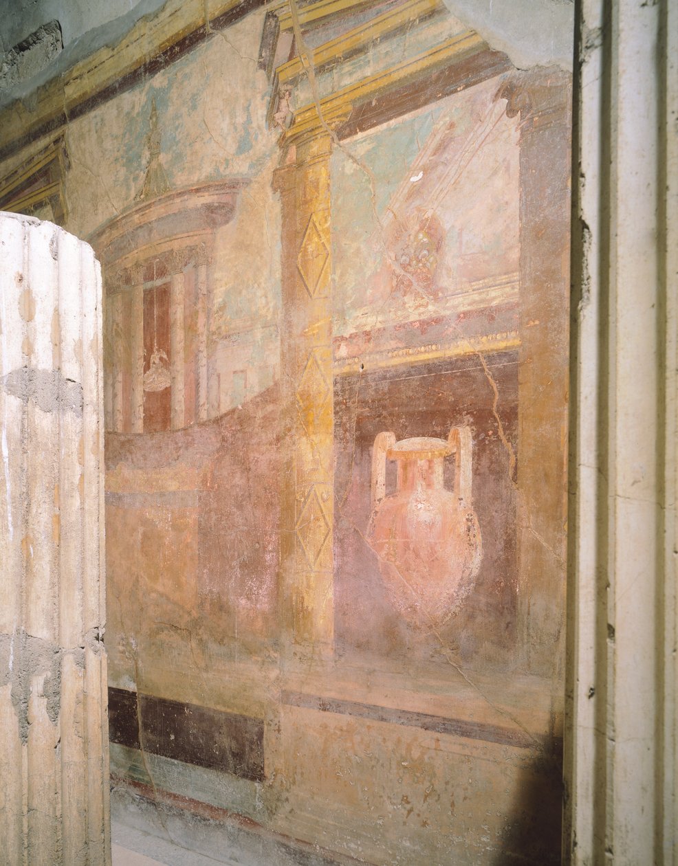 Detail of frescoes in hall of triclinium, House of Labyrinth, Pompeii , Campania, Roman Civilization alkotó: Roman Roman