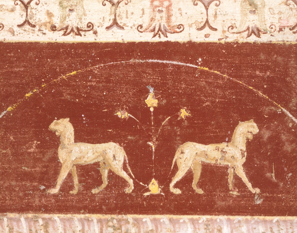 Freskódísz a Tablino teremből, Marcus Lucretius Fronto házából, Pompeiiből, Campaniából, római civilizációból alkotó: Roman Roman