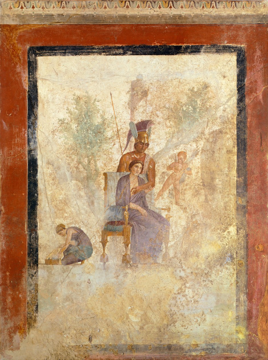 Arest és Aphroditét ábrázoló freskó a Pompei-i Megbüntetett Szerelem Házából (UNESCO Világörökségi Lista) alkotó: Roman Roman