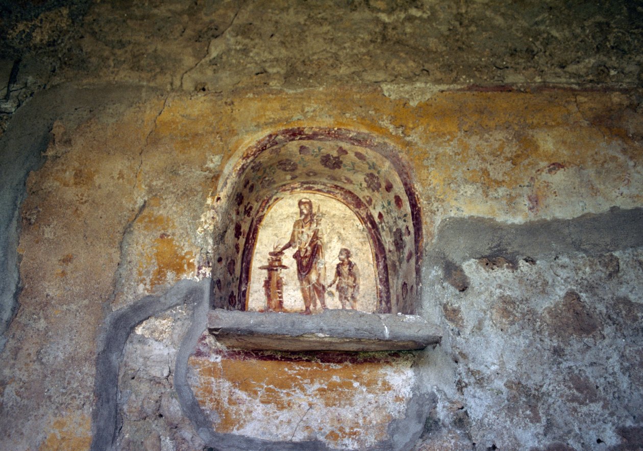 Pompeii larariumot ábrázoló freskó (UNESCO Világörökség). alkotó: Roman Roman