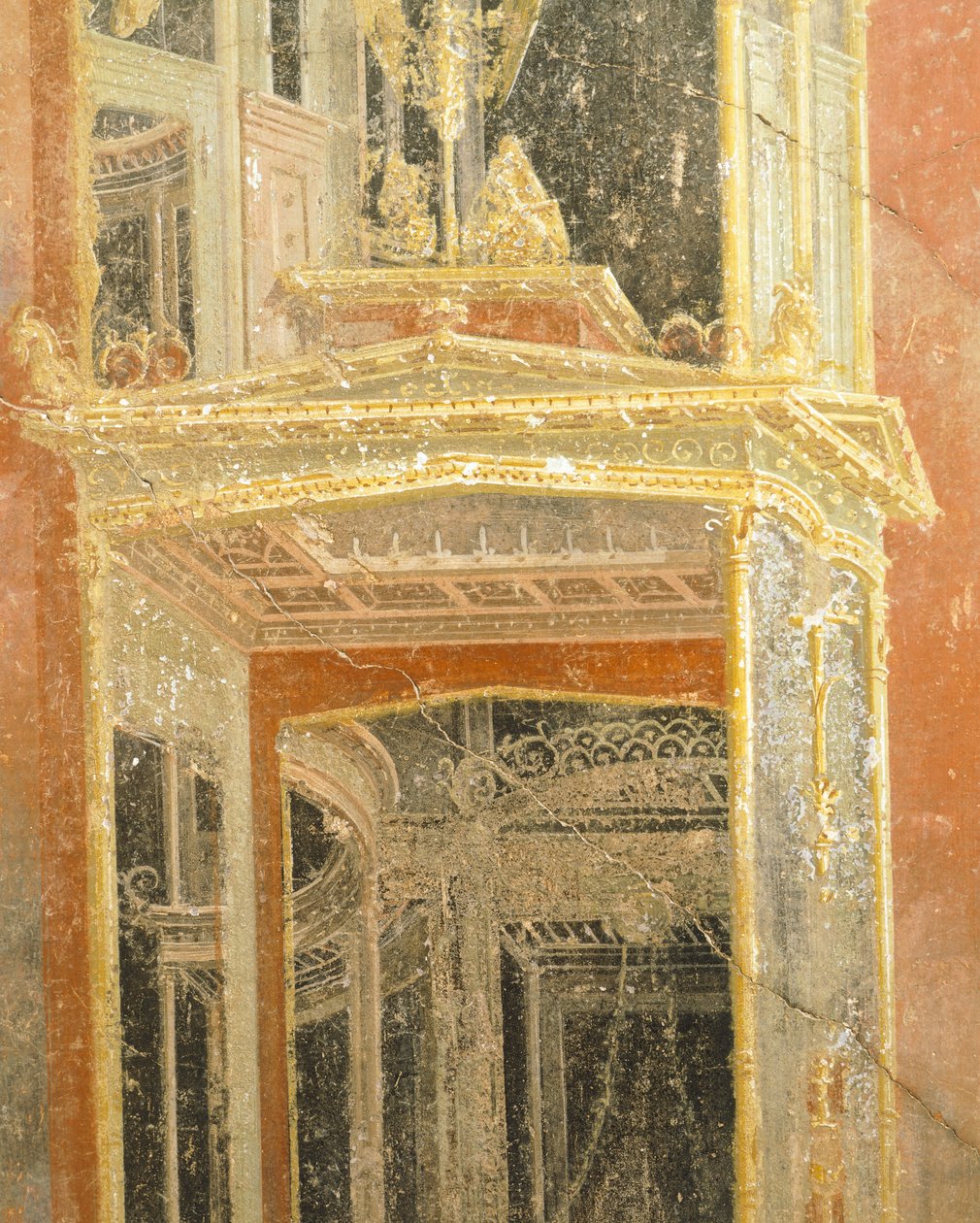 Építészeti dekorációt ábrázoló freskó, Loreio Tiburtino háza, Pompeii, Campania, római civilizáció alkotó: Roman Roman