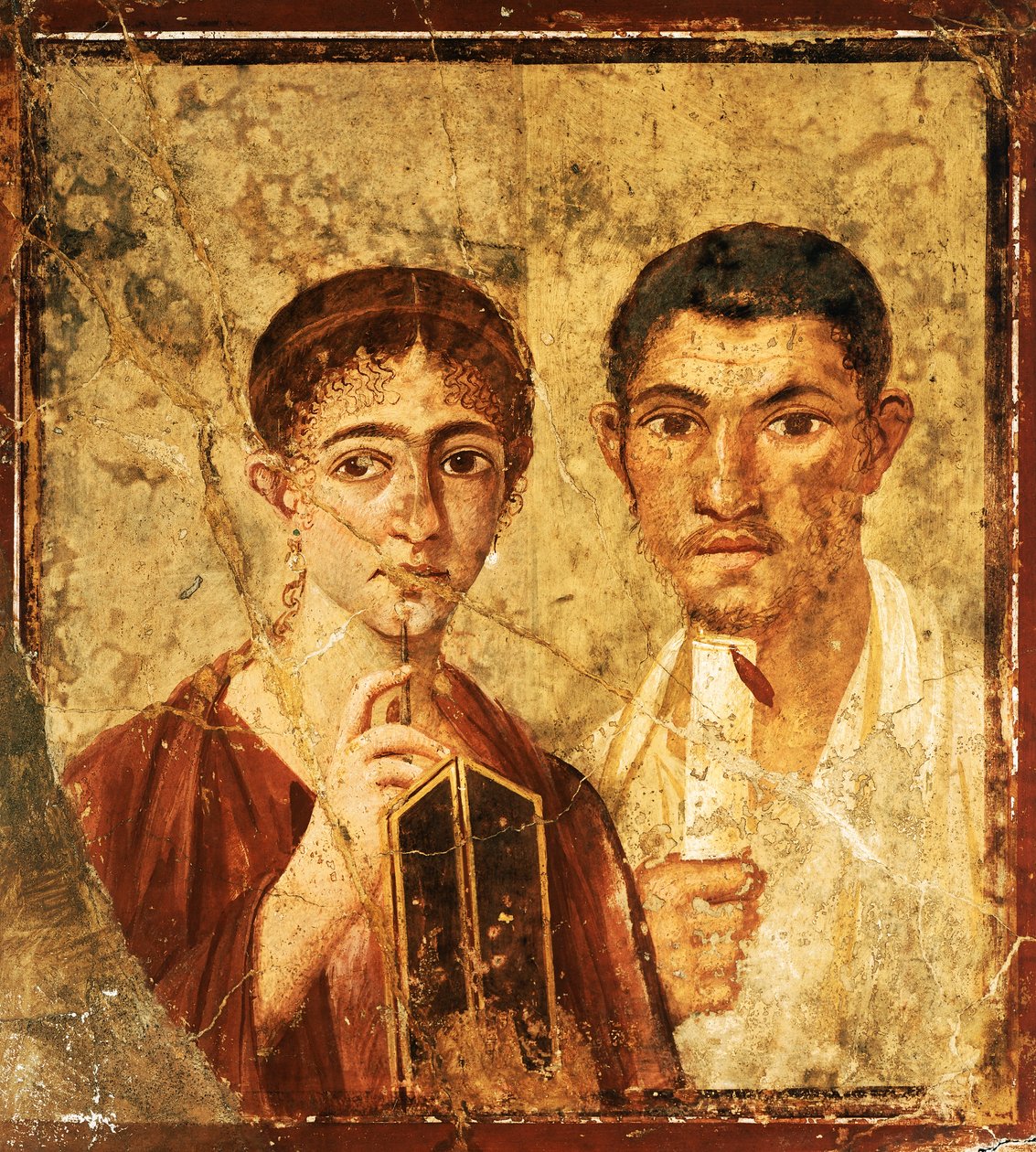 Paquio Proculo és felesége portréját ábrázoló freskó Pompejiből (UNESCO Világörökségi Lista) alkotó: Roman Roman