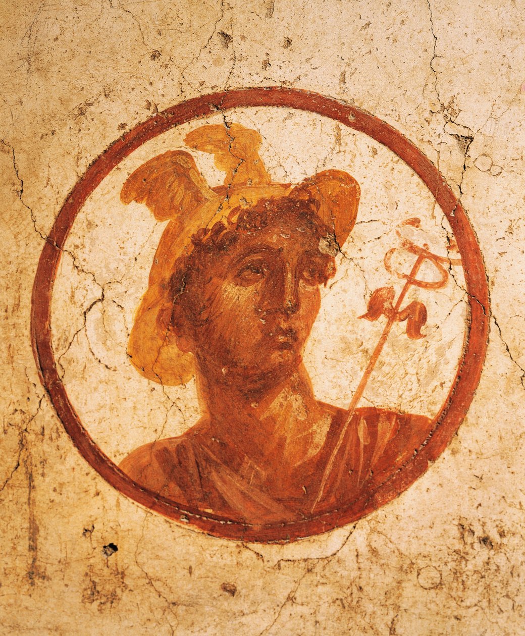Fresco depicting portrait of man on white background, House of Ancient Hunt, Pompeii , Campania, Roman Civilization alkotó: Roman Roman