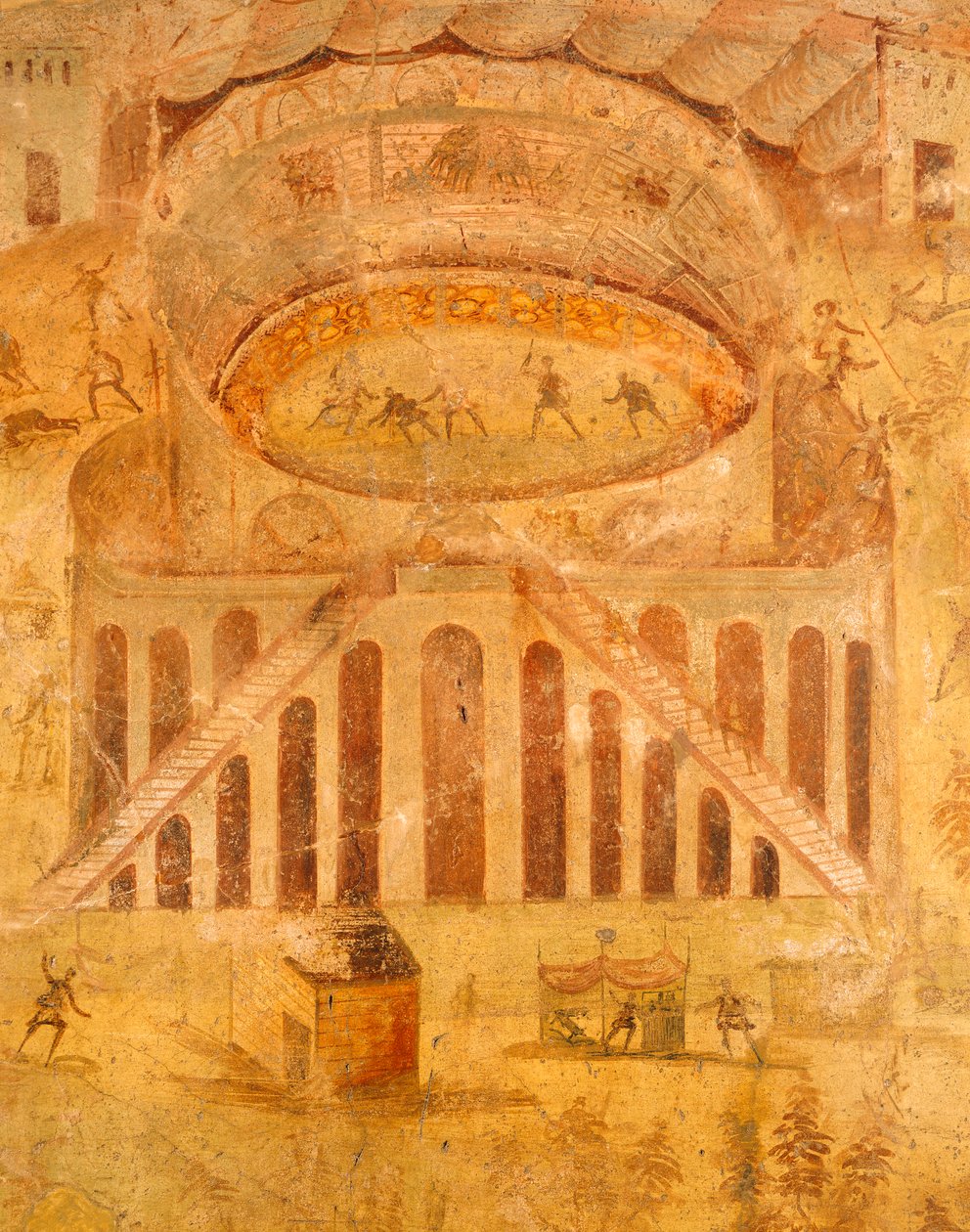 Pompeiai és Nocerini veszekedését ábrázoló freskó az amfiteátrumban, Pompejiből, Campaniából, a római civilizációból alkotó: Roman Roman