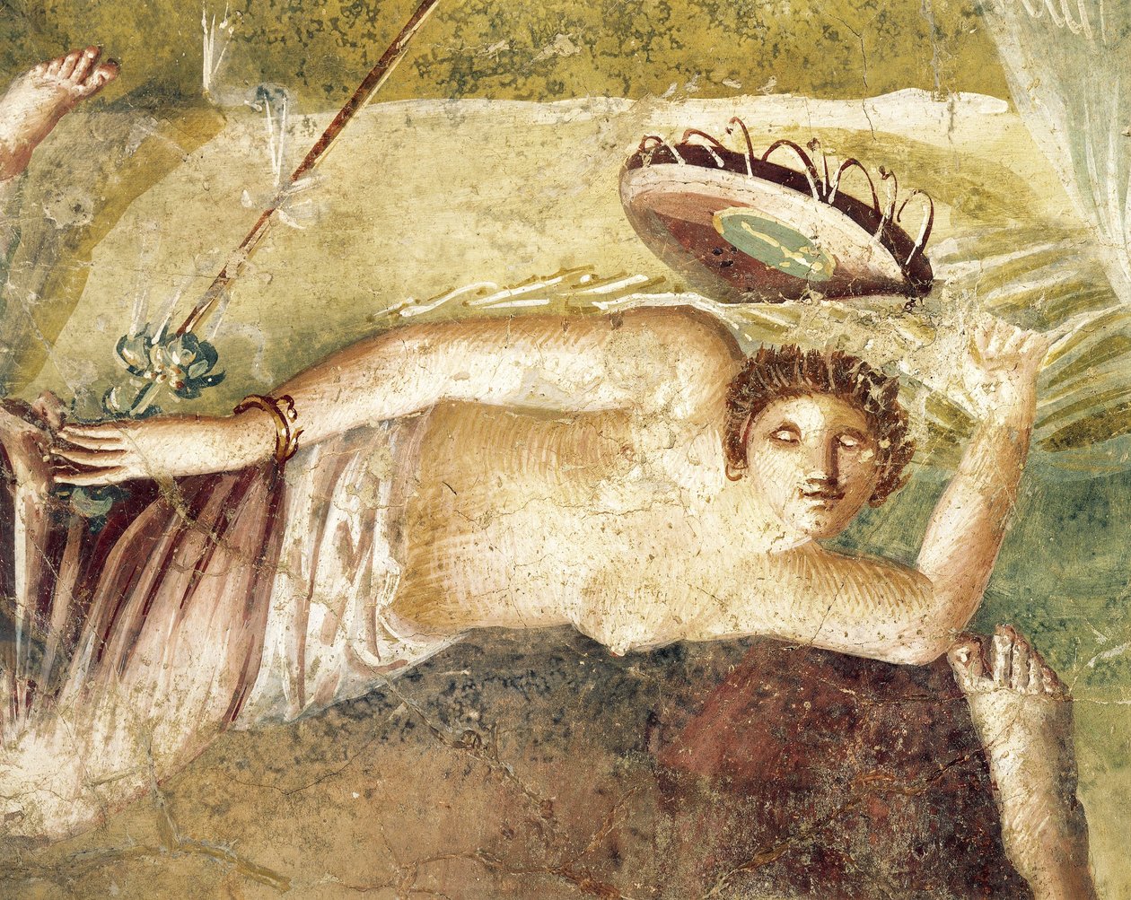 Alvó Maenadot ábrázoló freskó a Citharist Házból, Pompei, Olaszország alkotó: Roman Roman