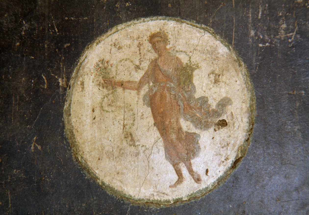 Freskó medalionnal, jobb szárny a Vettii Házban, Pompeiiben (UNESCO Világörökségi Lista) alkotó: Roman Roman