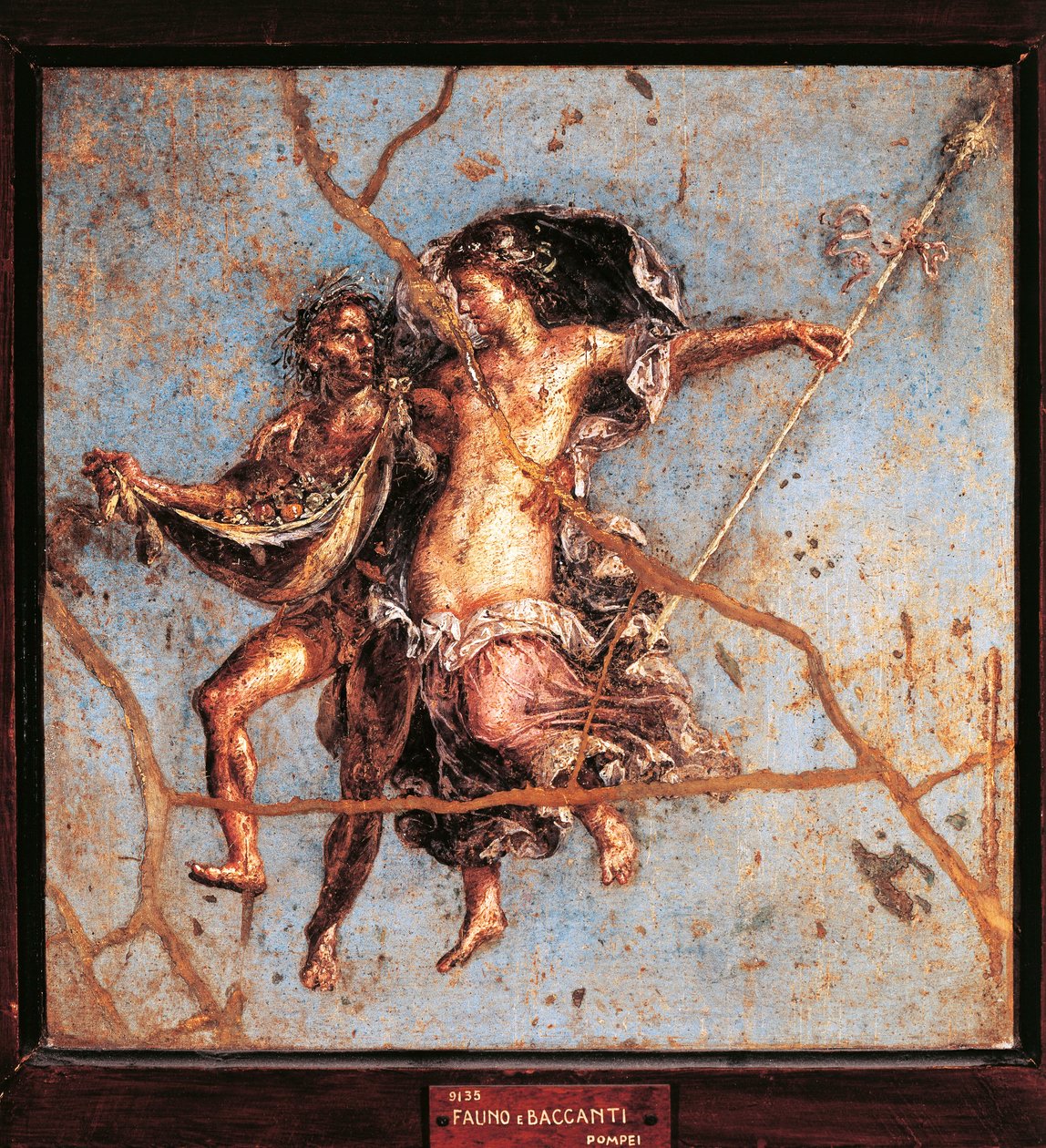Olaszország, Campania, Pompei, Faun és Maenad a Dioscuri-házból, freskó alkotó: Roman Roman