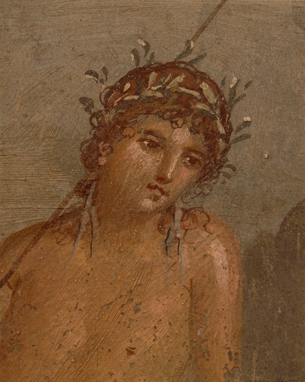 Olaszország, Campania régió, Nápoly tartomány, Pompeii, Marco Lucrezio háza Frontone Nárciszt ábrázoló freskó a tó mellett alkotó: Roman Roman