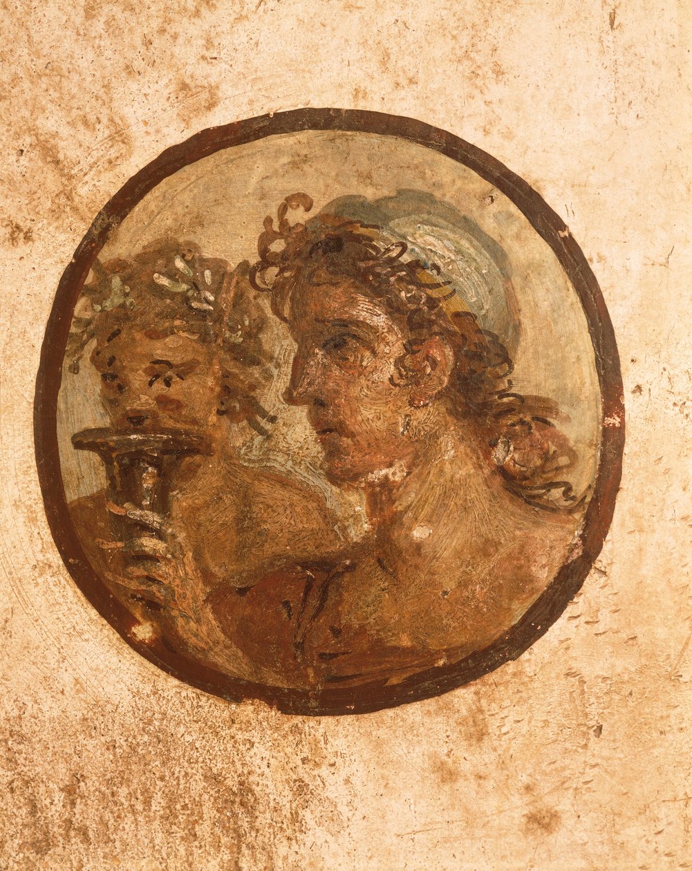 Olaszország, Nápoly tartomány, Campania régió, Pompei, Loreio Tiburtino háza, sportolókat ábrázoló freskó részlete alkotó: Roman Roman