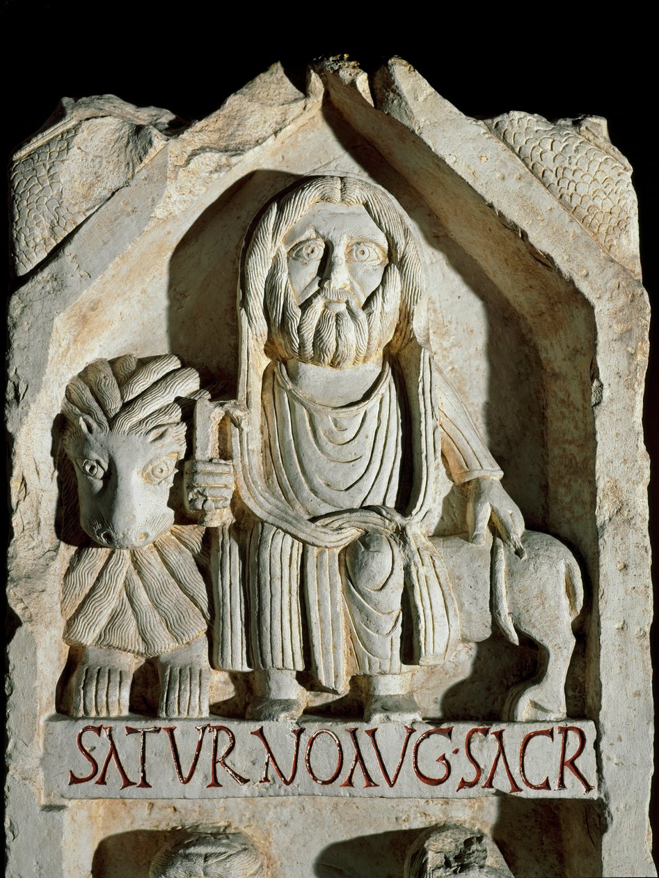 Késő római művészet: "" Saturn August "-nak szentelt sztélé (Saturn August) Római Római Civilizáció Múzeuma alkotó: Roman Roman