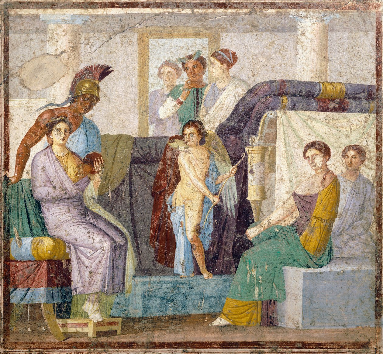 Vénusz és Mars házassága, tablinum falfestmény Marco Lucrezio Fronto házából, Pompeii, Campania, római civilizáció alkotó: Roman Roman