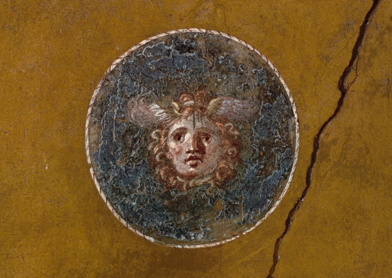 Medall Gorgon fejével, jobb szárny a Vettii Házban, Pompeiiben (UNESCO Világörökség Lista) alkotó: Roman Roman