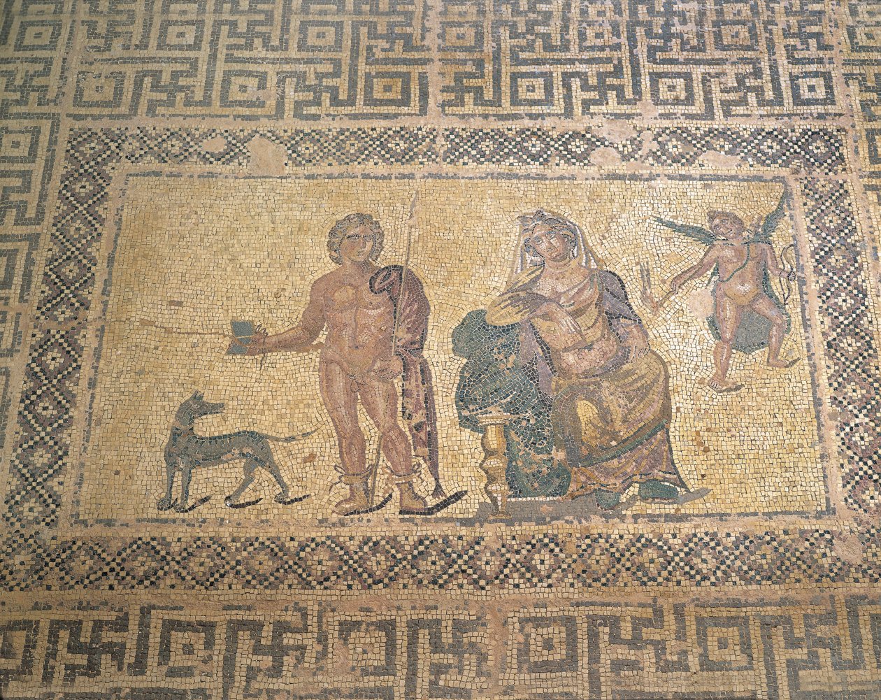Hippolytust és Phaedrát ábrázoló mozaik, Dionüszosz háza, római villa, Paphos, Ciprus (fotó) alkotó: Roman Roman