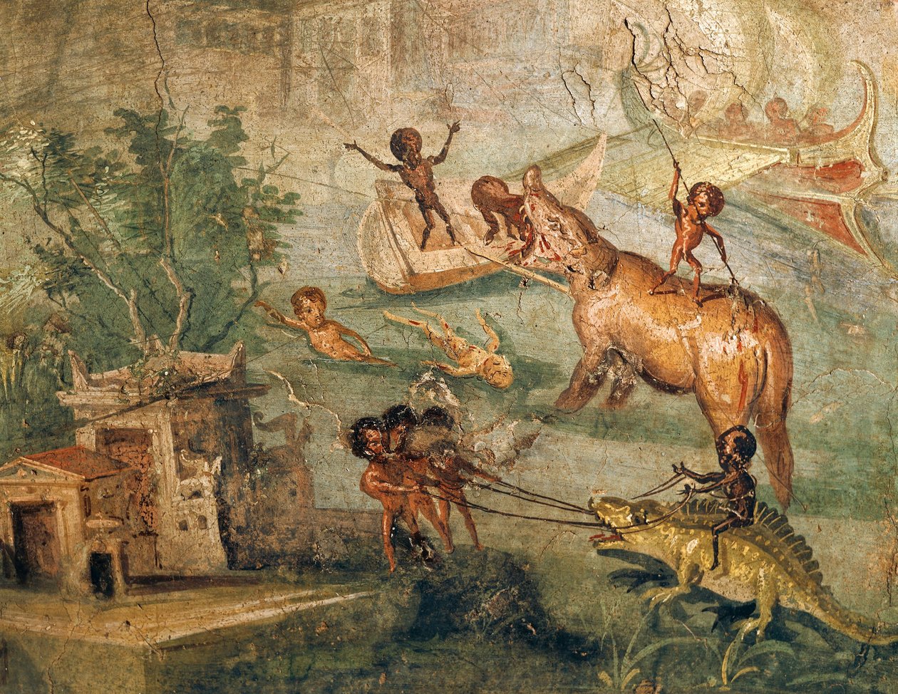 Nilotikus táj pigmeusokkal, a Pompeji Orvosházból alkotó: Roman Roman