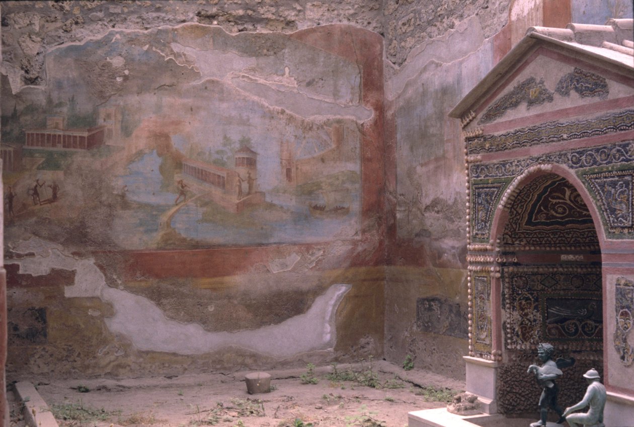 Pompeji, Casa de Diana és amphitritesz szökőkút és falfestmény, Olaszország (fotó) alkotó: Roman Roman