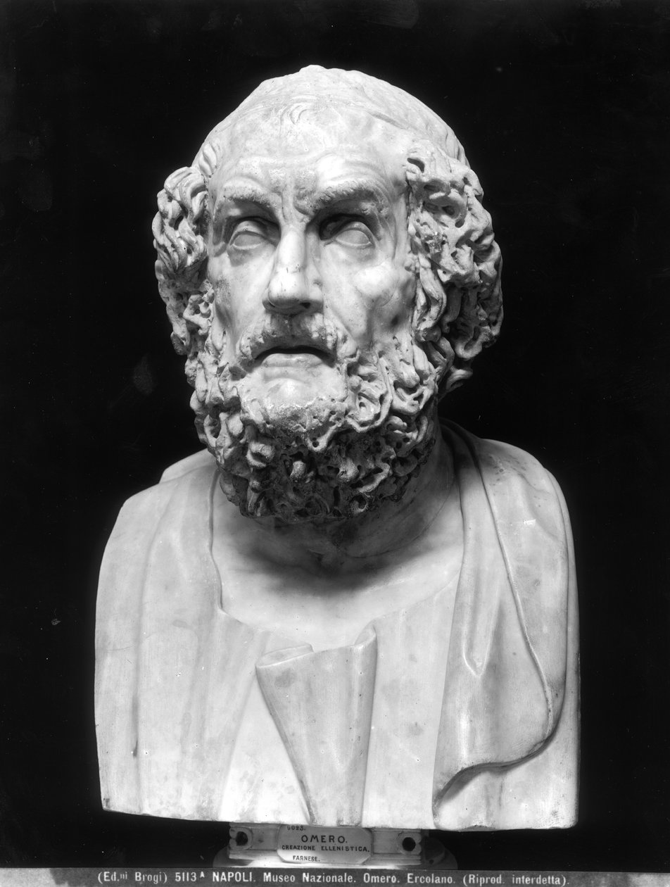 Homérosz arcképe mellszobra, másolat egy görög hellenisztikus eredeti után (márvány) (f/w fotó) alkotó: Roman Roman