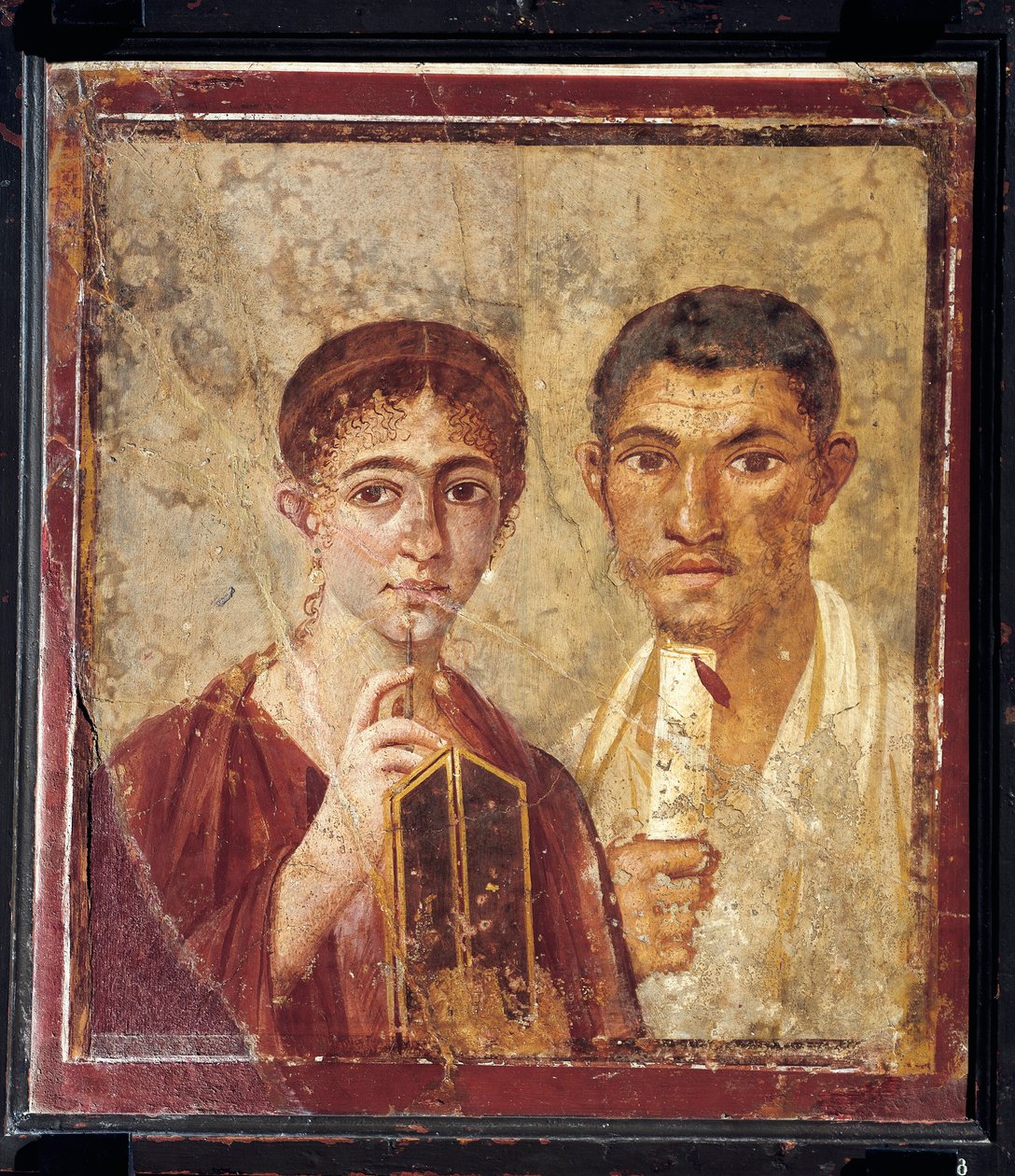 Terentius Neo pékről és feleségéről formális ruhában készült portré Olaszországból, Campania, Pompei, i.sz. 55-79, gipszre festve alkotó: Roman Roman