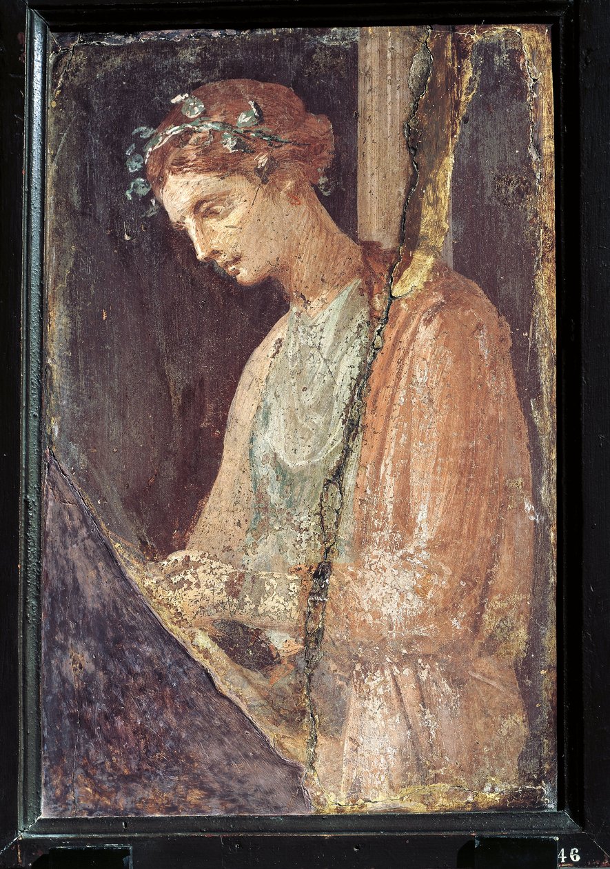 Profile portrait of a young woman from Italy, Campania, Pompeii, painting on plaster, 55-79 A.D. alkotó: Roman Roman