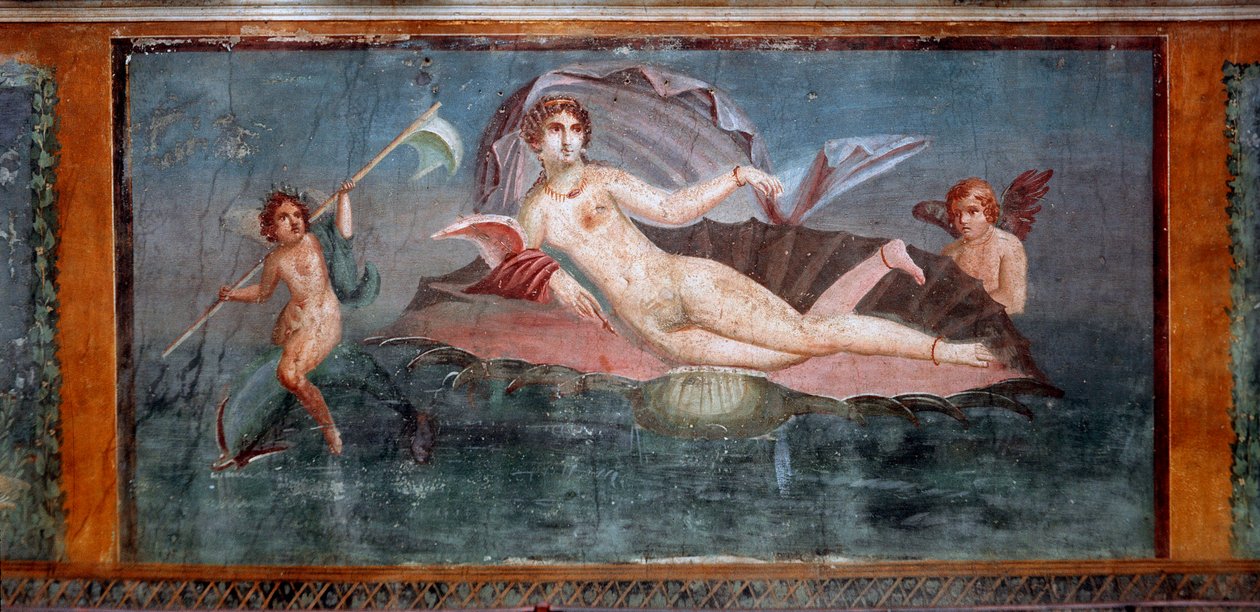 Római művészet: "" Venus "" Vénusz házának freskója a kagylóban 1. század Pompei, Olaszország - Római művészet: Vénusz. Freskó a Vénusz házából Conchban. 1. század. Pompeii, Olaszország alkotó: Roman Roman