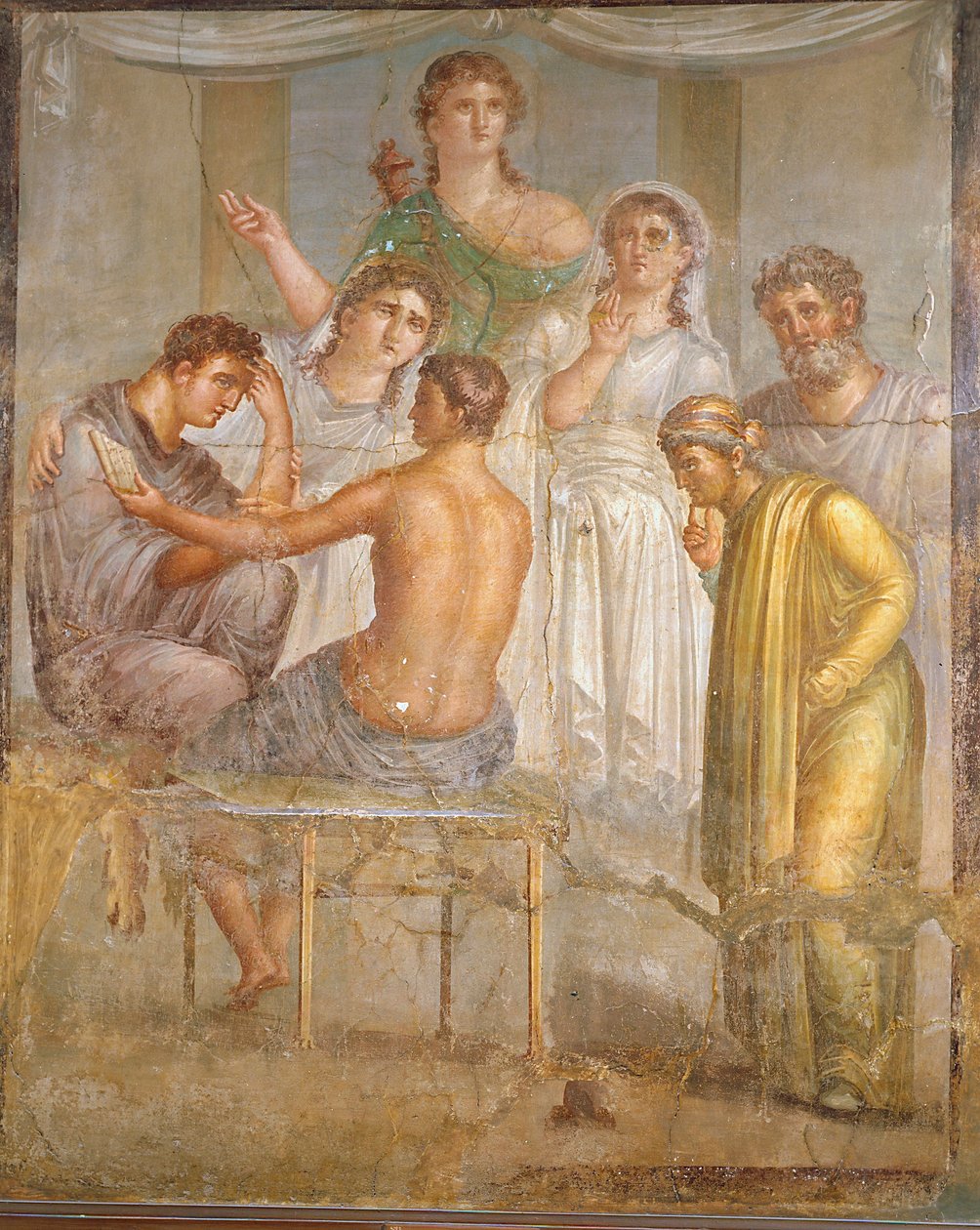Roman civilization. Admetus and Alcestis, fresco from the Basilica of Ercolano alkotó: Roman Roman