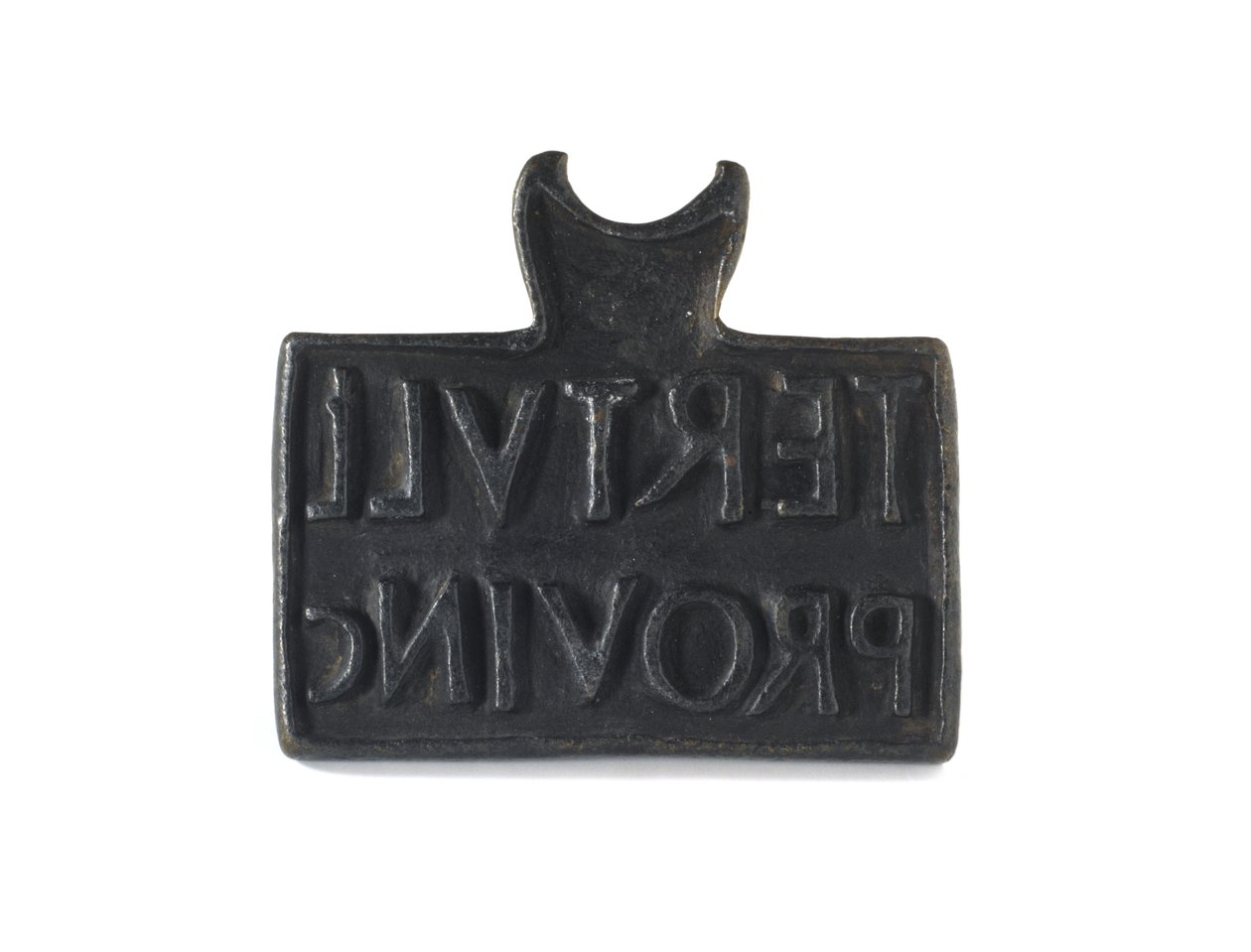 Termékek vagy ingatlanok bélyegzésére használt római bélyeg, Cramondból, Midlothian, Kr. u. 140-211 (bronz) alkotó: Roman Roman