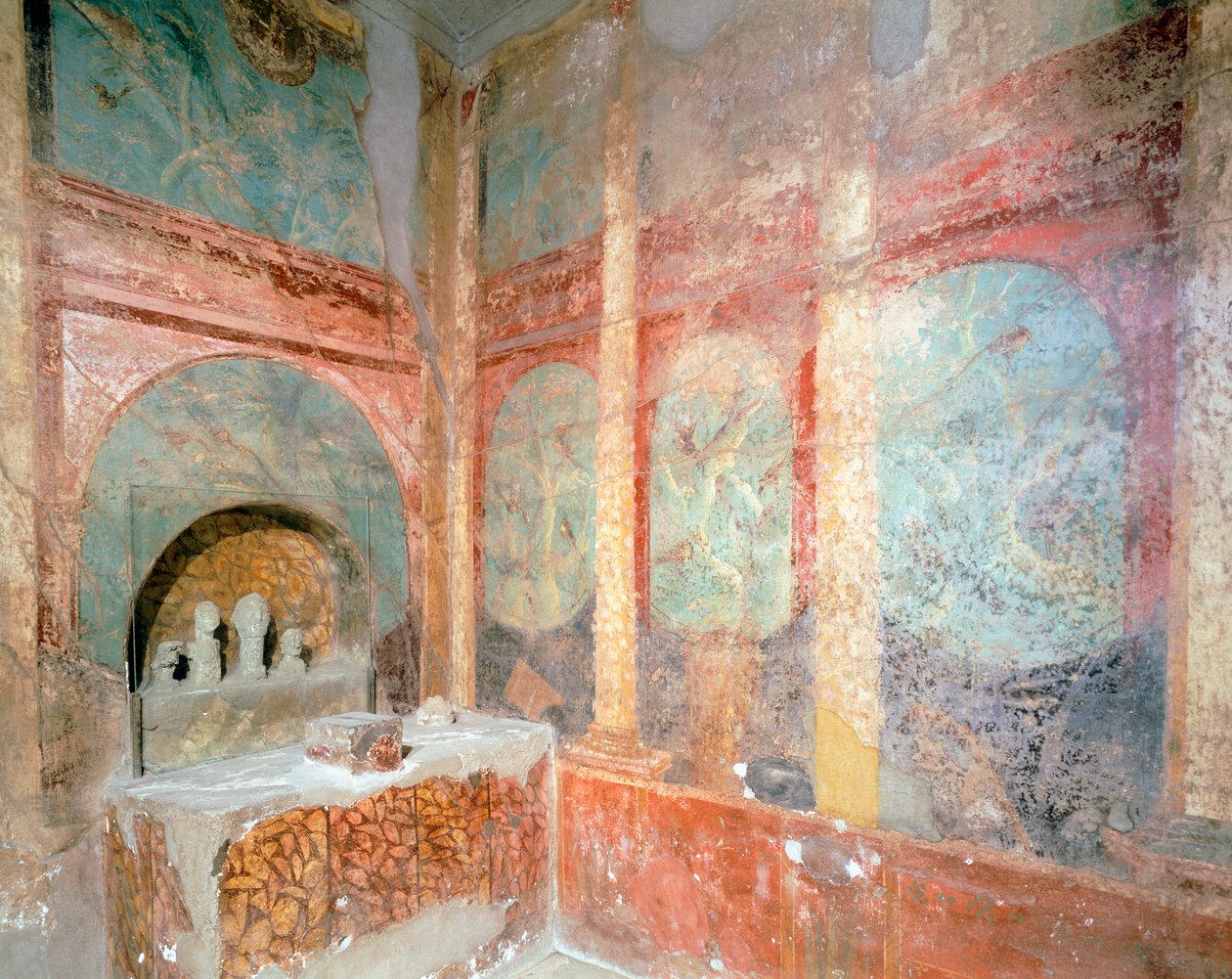 Lares házi imádatának szentelt szoba, Menander-ház, Pompei, Campania, római civilizáció alkotó: Roman Roman