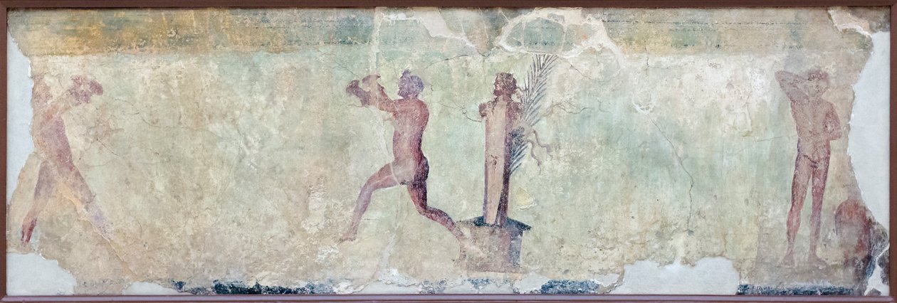 Egy ugróverseny jelenete súlyokkal és egy sportolóval, aki megtisztítja magát alkotó: Roman Roman