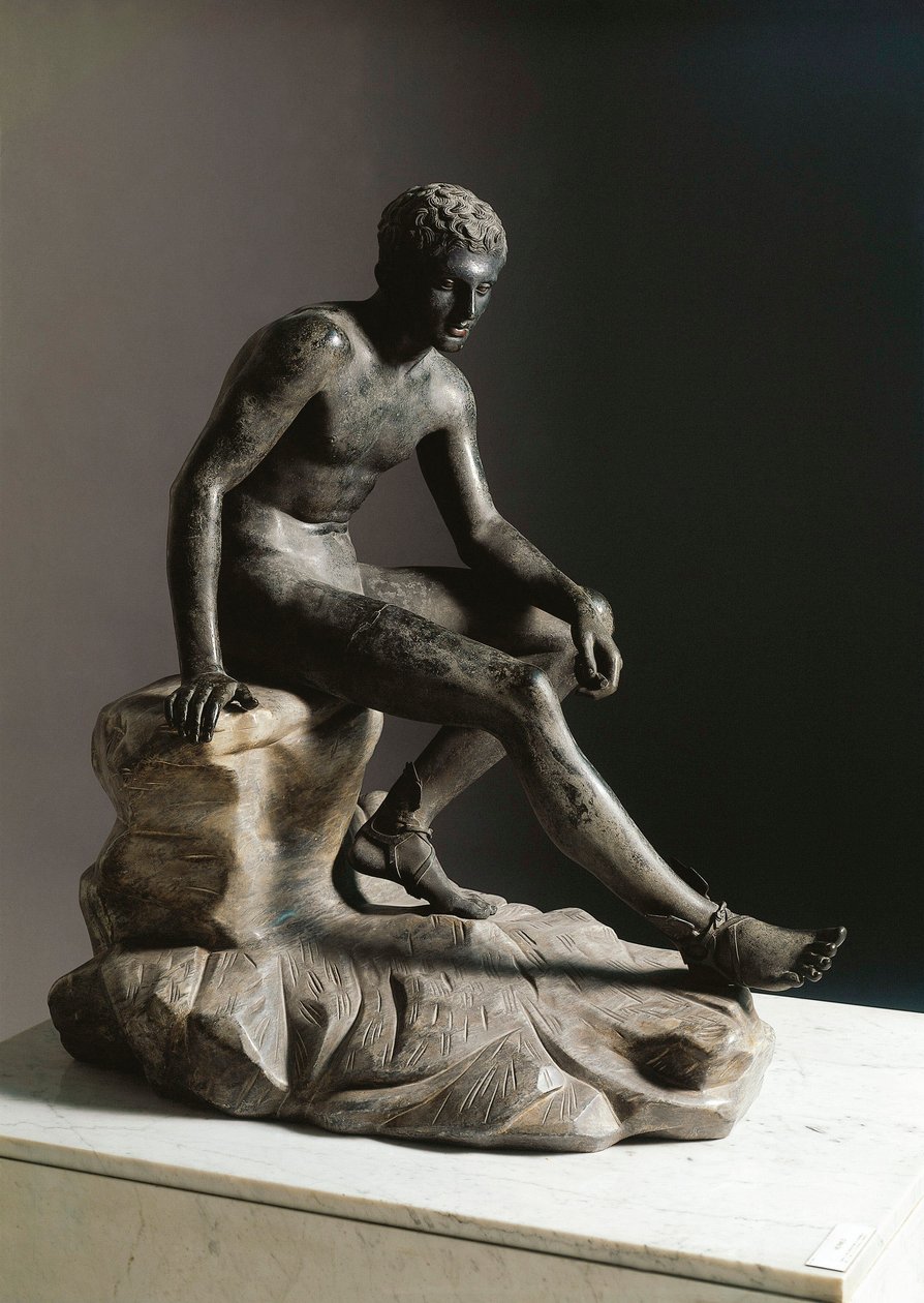 Hermész többi római bronzszobra Lysippe görög eredetije nyomán. Ercolano (Herculaneum) Dim. 105 cm Nápoly, Museo Archeologico Nazionale alkotó: Roman Roman