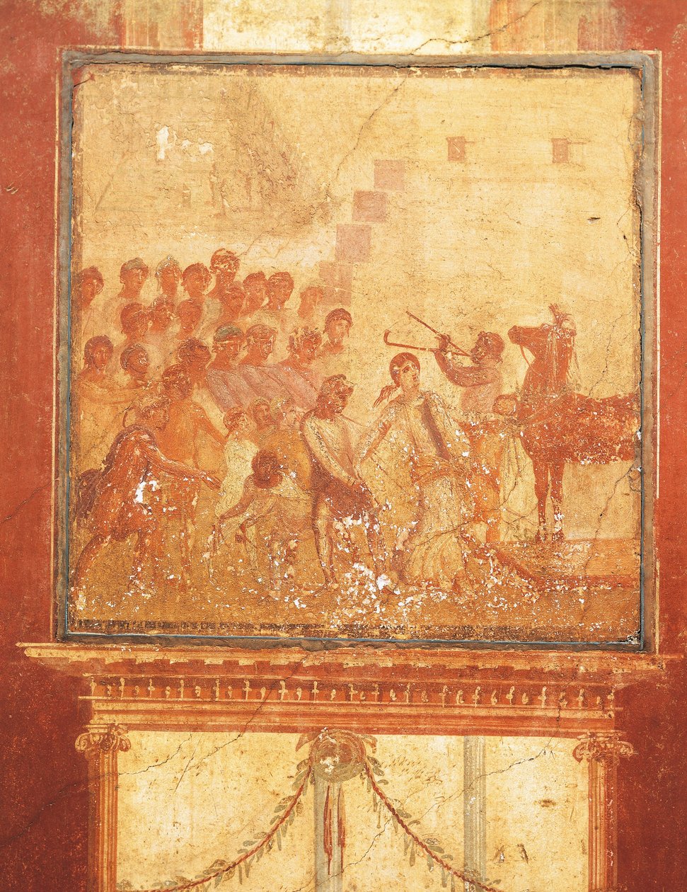 Trójai faló, freskó a Menander-házból, Pompeii, Campania, római civilizáció alkotó: Roman Roman