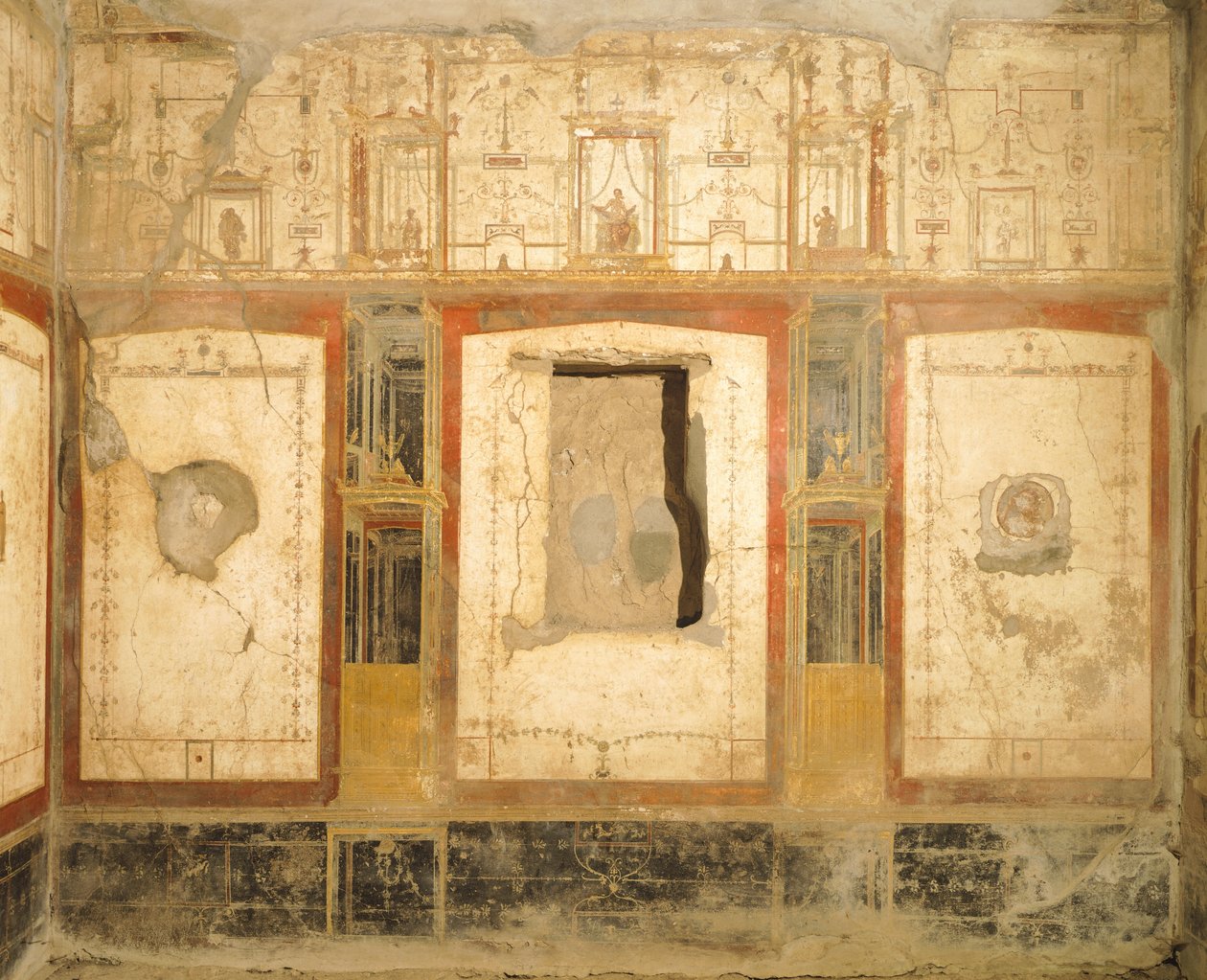 Wall decoration in Fourth Pompeian Style, from House of Loreio Tiburtino, Pompeii , Campania, Roman Civilization alkotó: Roman Roman