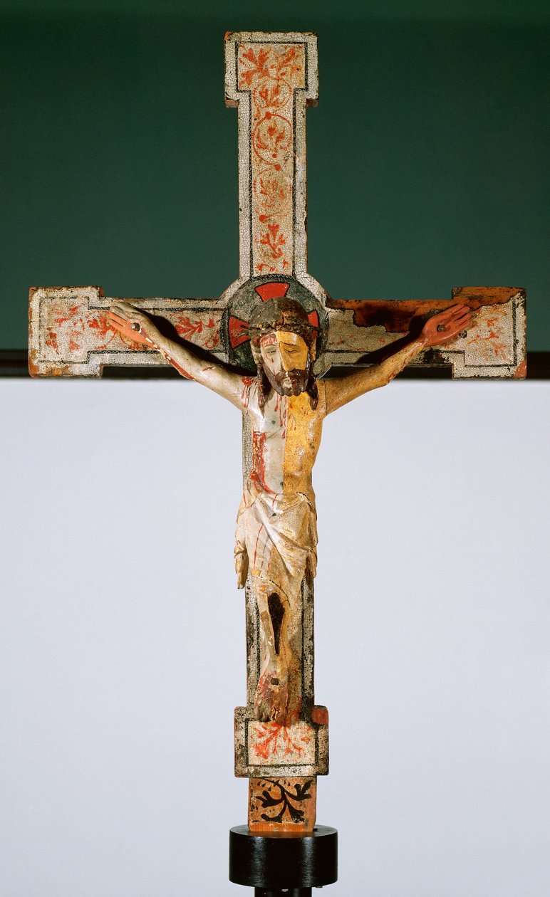 Megfeszített Krisztus (Christus betegek) (polikróm fa) alkotó: Romanesque