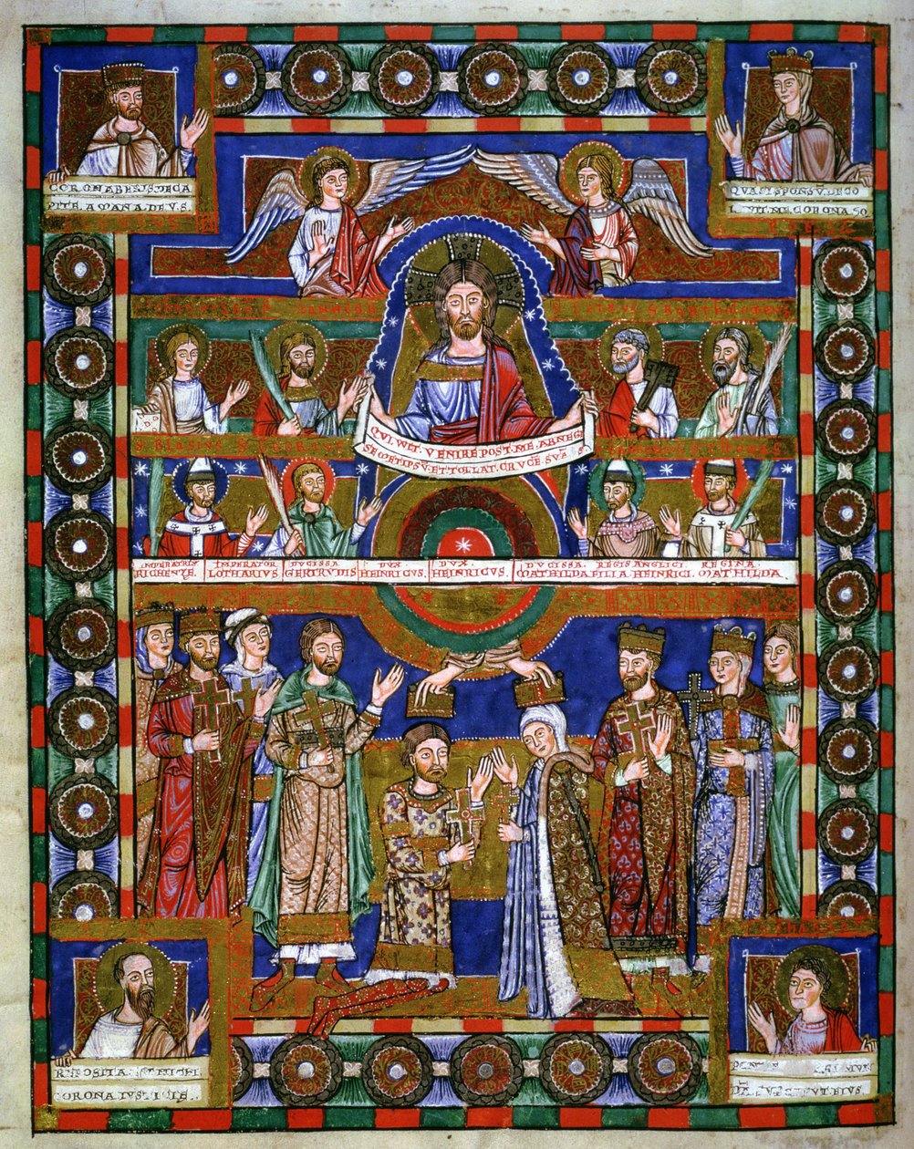 Oroszlán Henrik koronázása és házassága Matildával, Oroszlán Henrik evangéliumából alkotó: Romanesque