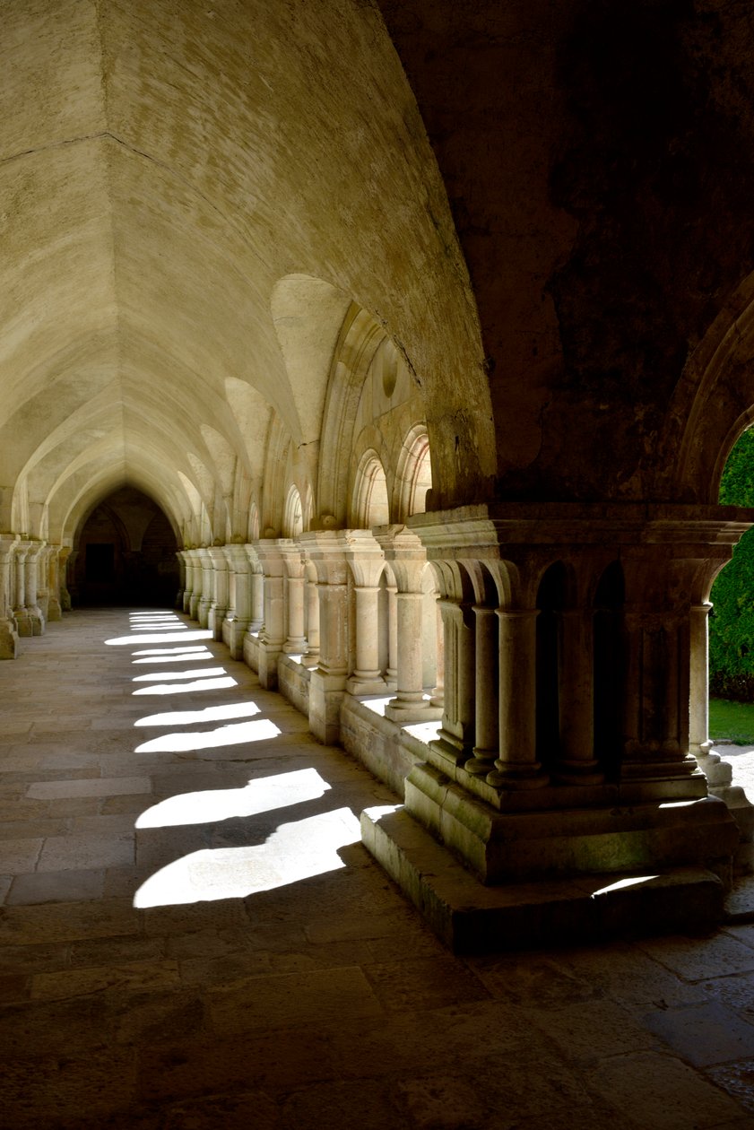 Román építészet: a burgundi Fontenay ciszterci apátság kolostorának galériája alkotó: Romanesque