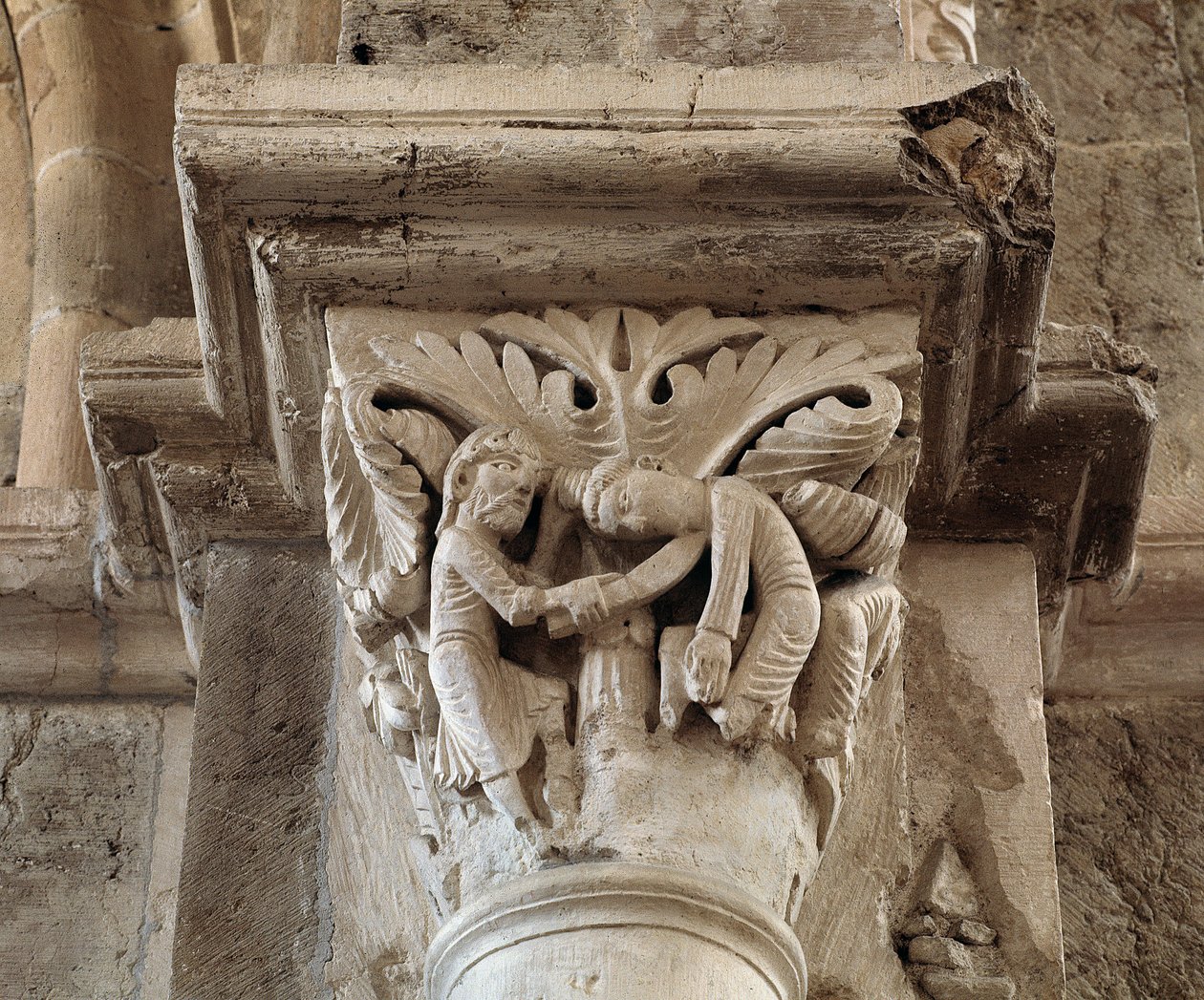 Káin halála (faragott tőke) alkotó: Romanesque