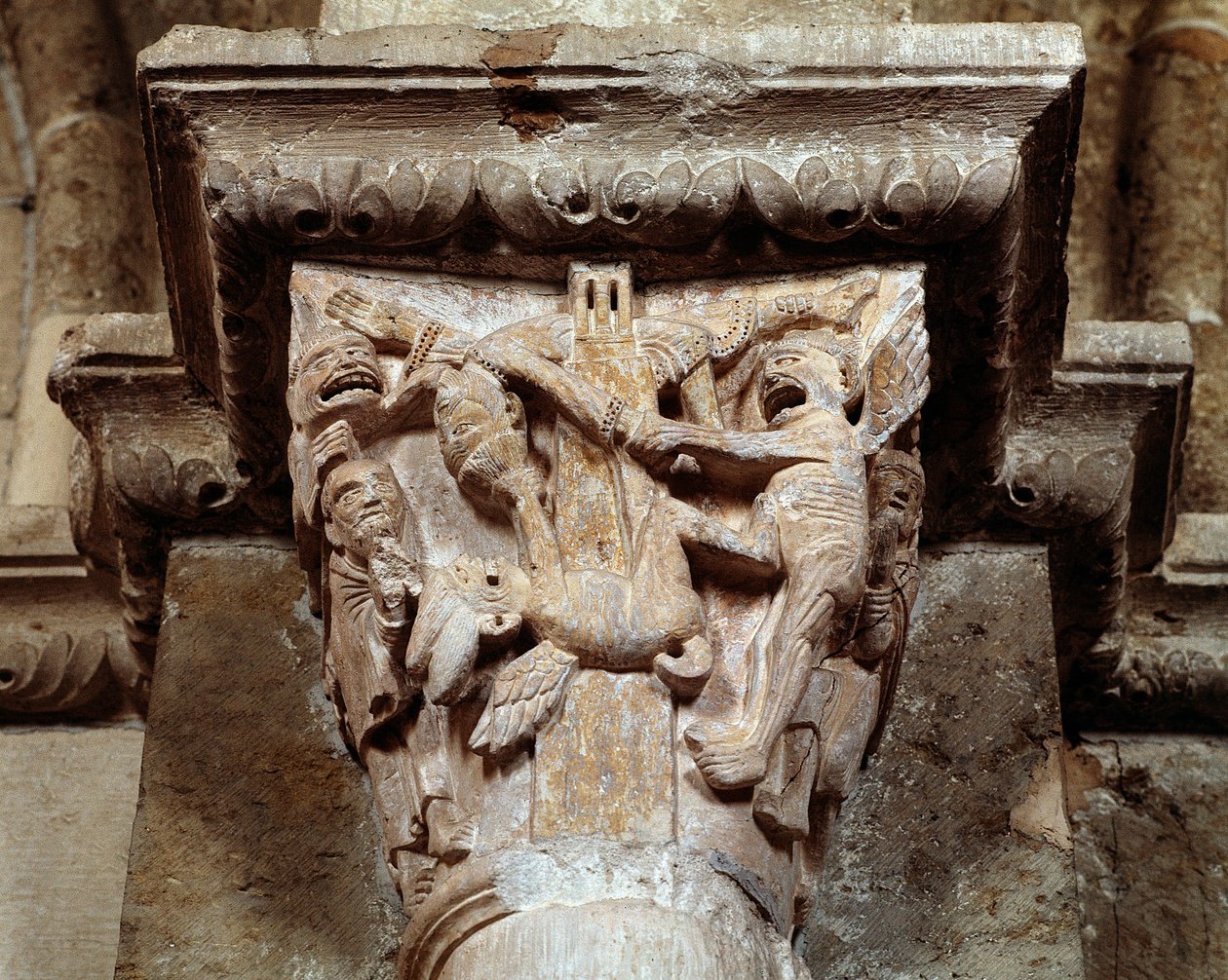 Páduai Szent Antal látomása (faragott főváros) alkotó: Romanesque