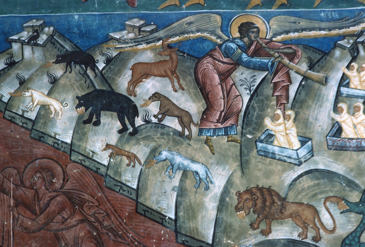 Animals disgorging, részlet Az utolsó ítéletből, 1547-50 alkotó: Romanian School