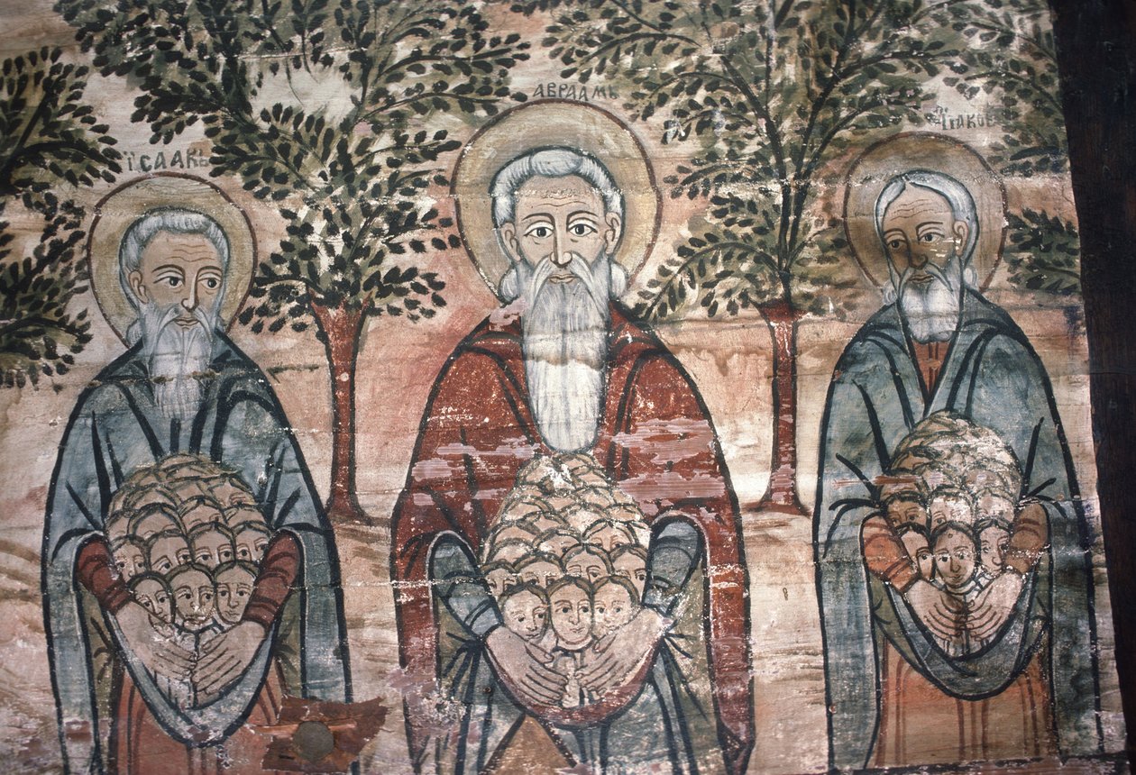 Lelkek a paradicsomban, falfestmény, Templom a hegyen, 1782 alkotó: Romanian School
